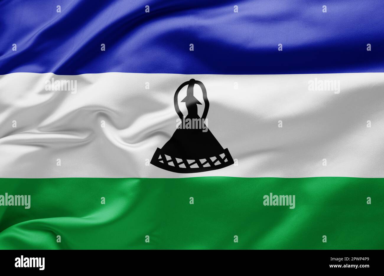 Die Nationalflagge von Lesotho Stockfoto