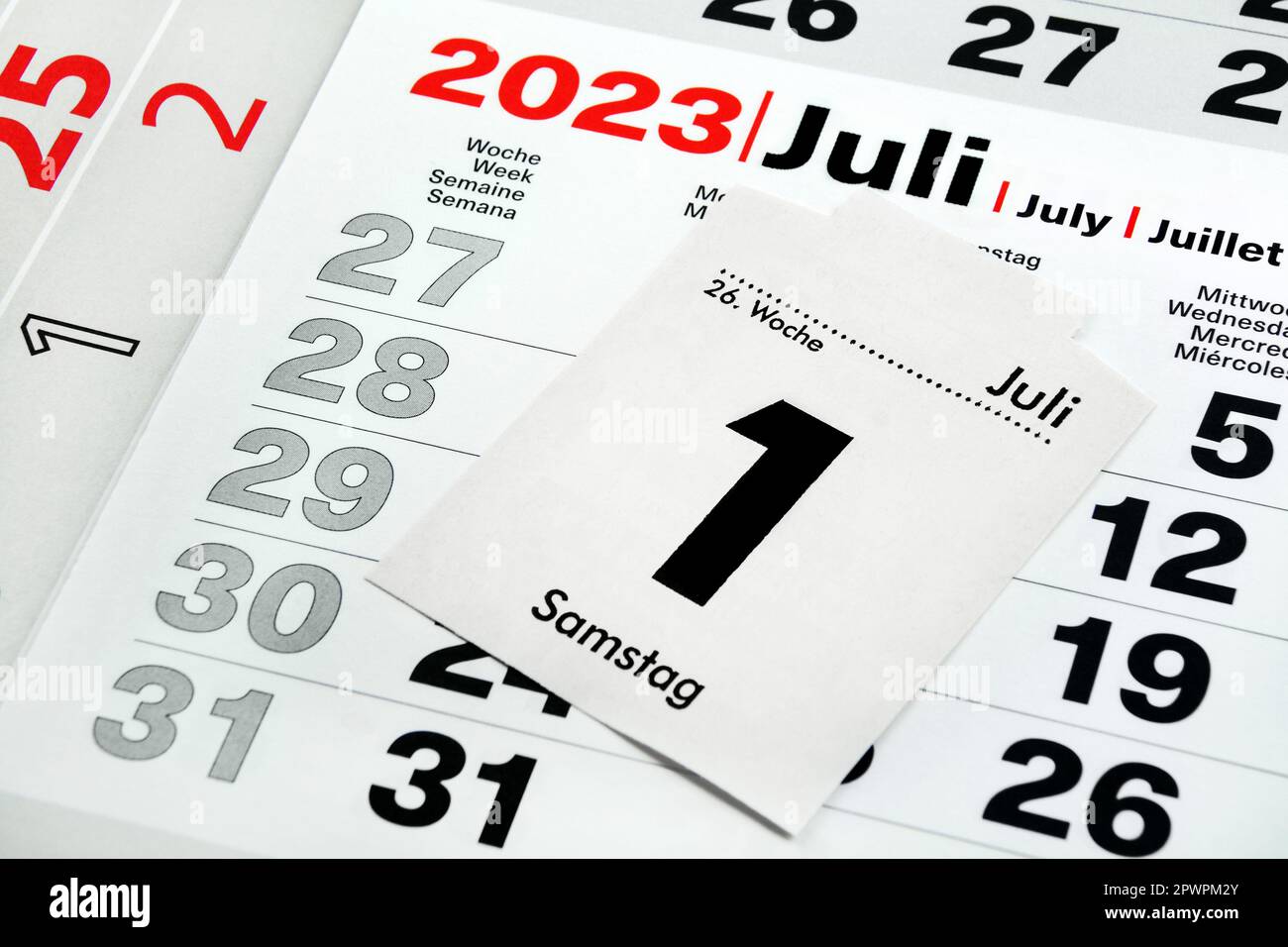 Deutscher Kalender 1. Juli 2023 Samstag Stockfoto