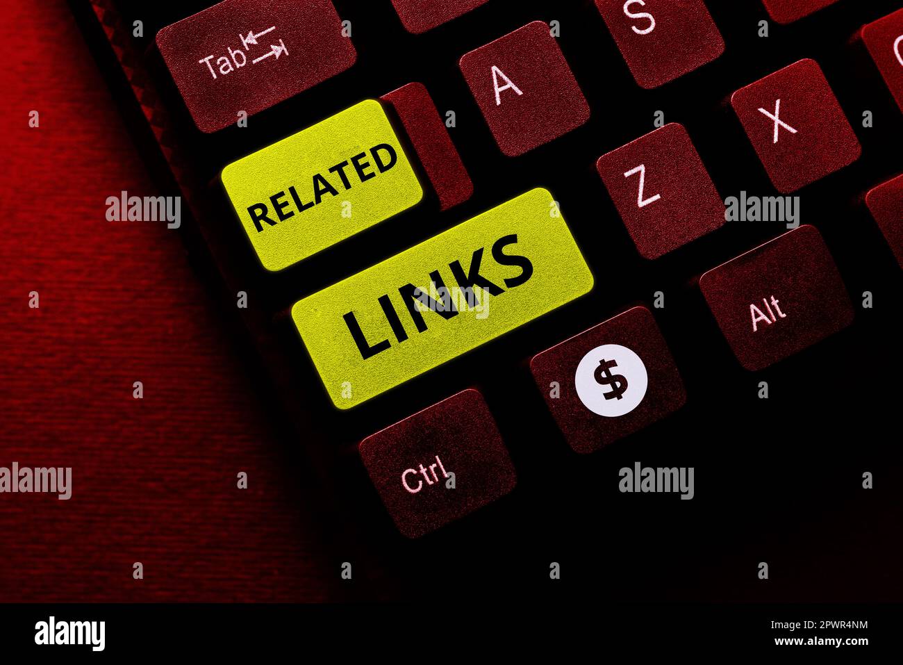 Schreiben Anzeigen von Text Verwandte Links, auf der Website geschriebenes Wort innerhalb einer Webseite Querverweis Hotlinks Hyperlinks Stockfoto