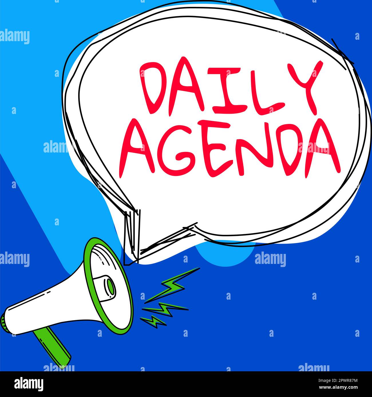 Textüberschrift Präsentation der Tagesagenda, Konzept für die Aufgabenliste wird täglich oder bei einem formellen wichtigen Meeting besprochen Stockfoto