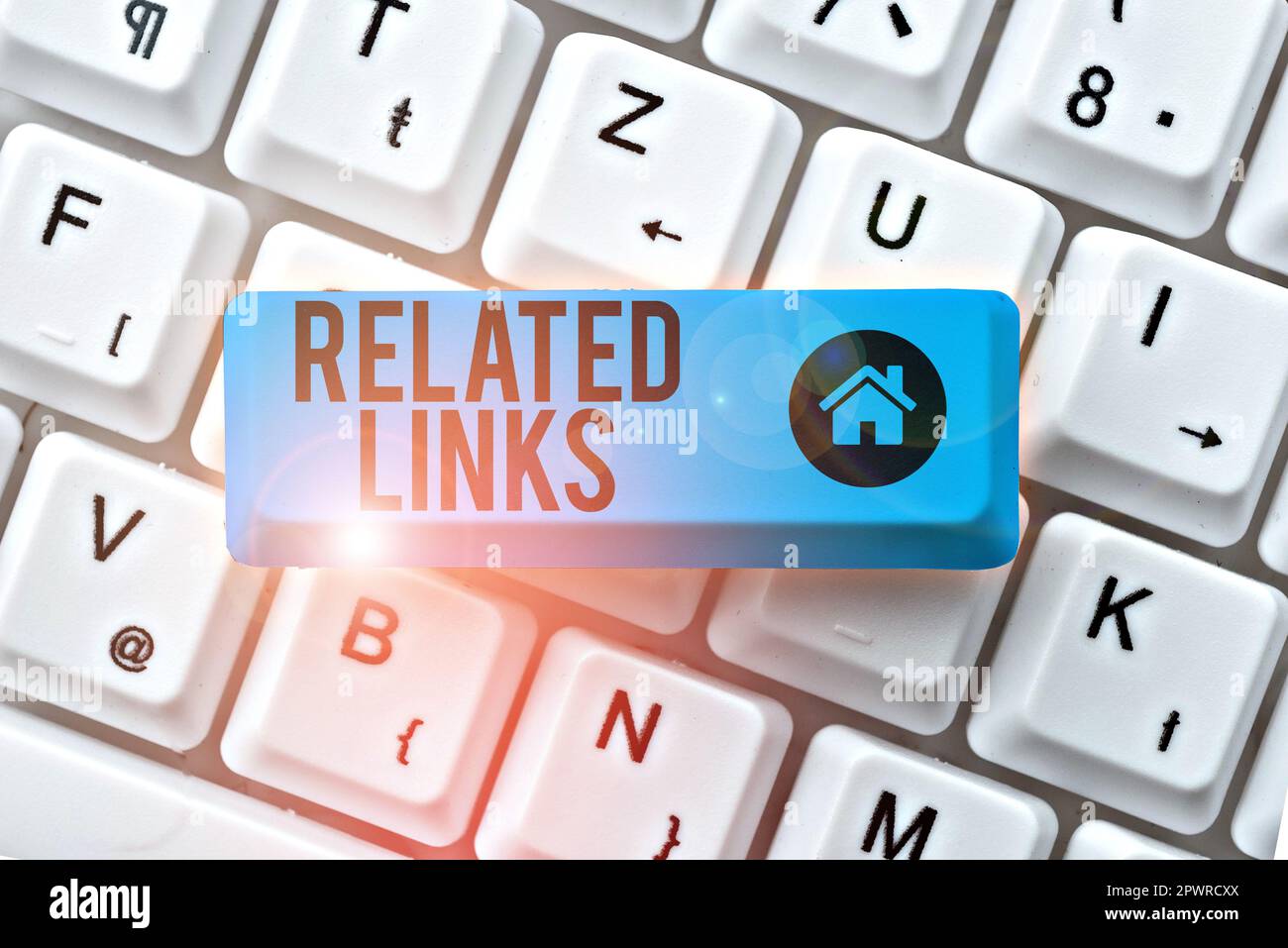 Handgeschriebenes Schild Verwandte Links, Internetkonzept Website innerhalb einer Webseite Querverweis Hotlinks Hyperlinks Stockfoto