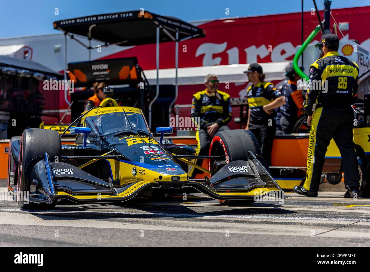 COLTON HERTA (26) aus Valencia, Kalifornien, bereitet sich auf das Rennen um den Childrens of Alabama Indy Grand Prix im Barber Motorsports Park in Birmingham AL vor. Stockfoto