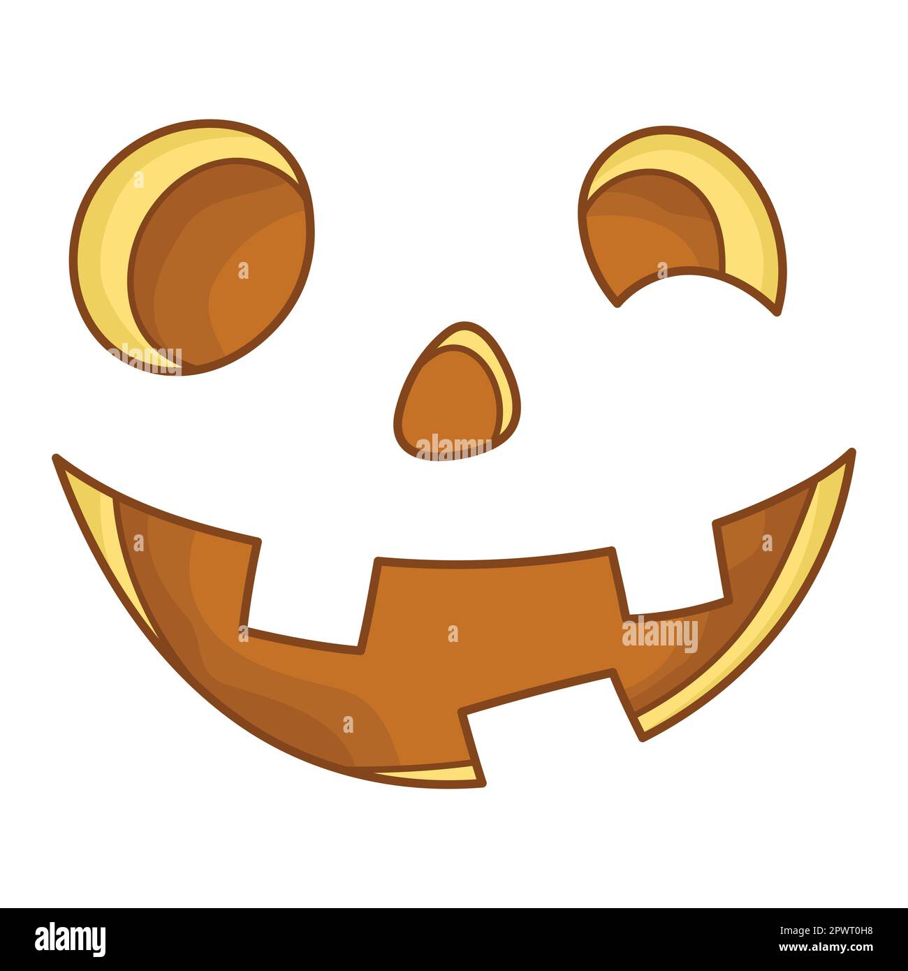 Fröhliches Lächeln für Jack-Laterne. Komischer Gesichtsausdruck. Eine fiktive Halloween-Cartoon-Figur. Einfaches, flaches Element für das Weihnachtsdesign. Isoliert Stock Vektor