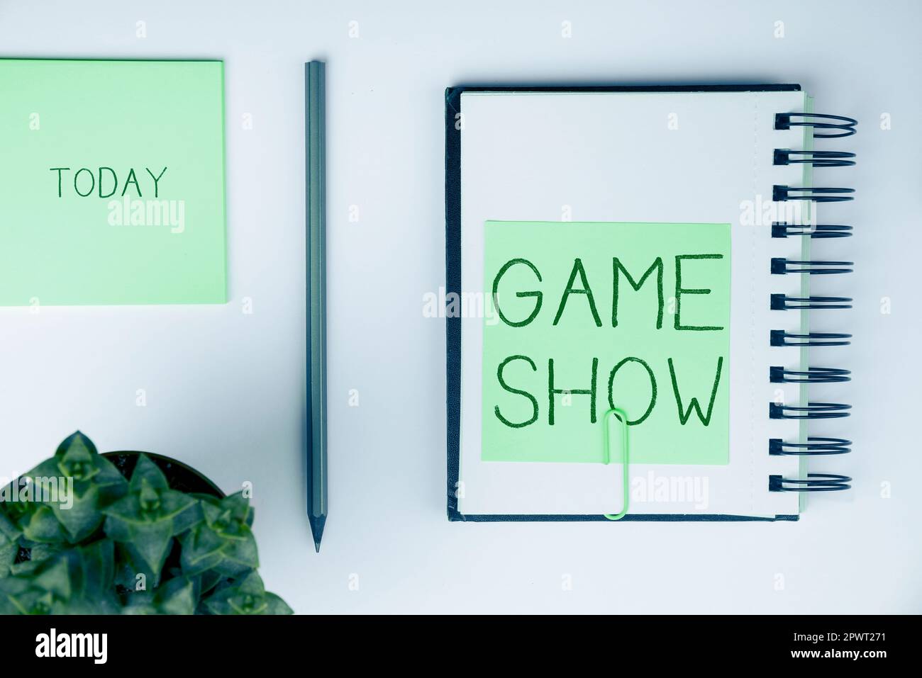 Textunterschrift mit Game Show, Business Concept Program im Fernsehen oder Radio mit Spielern, die Preise gewinnen Stockfoto