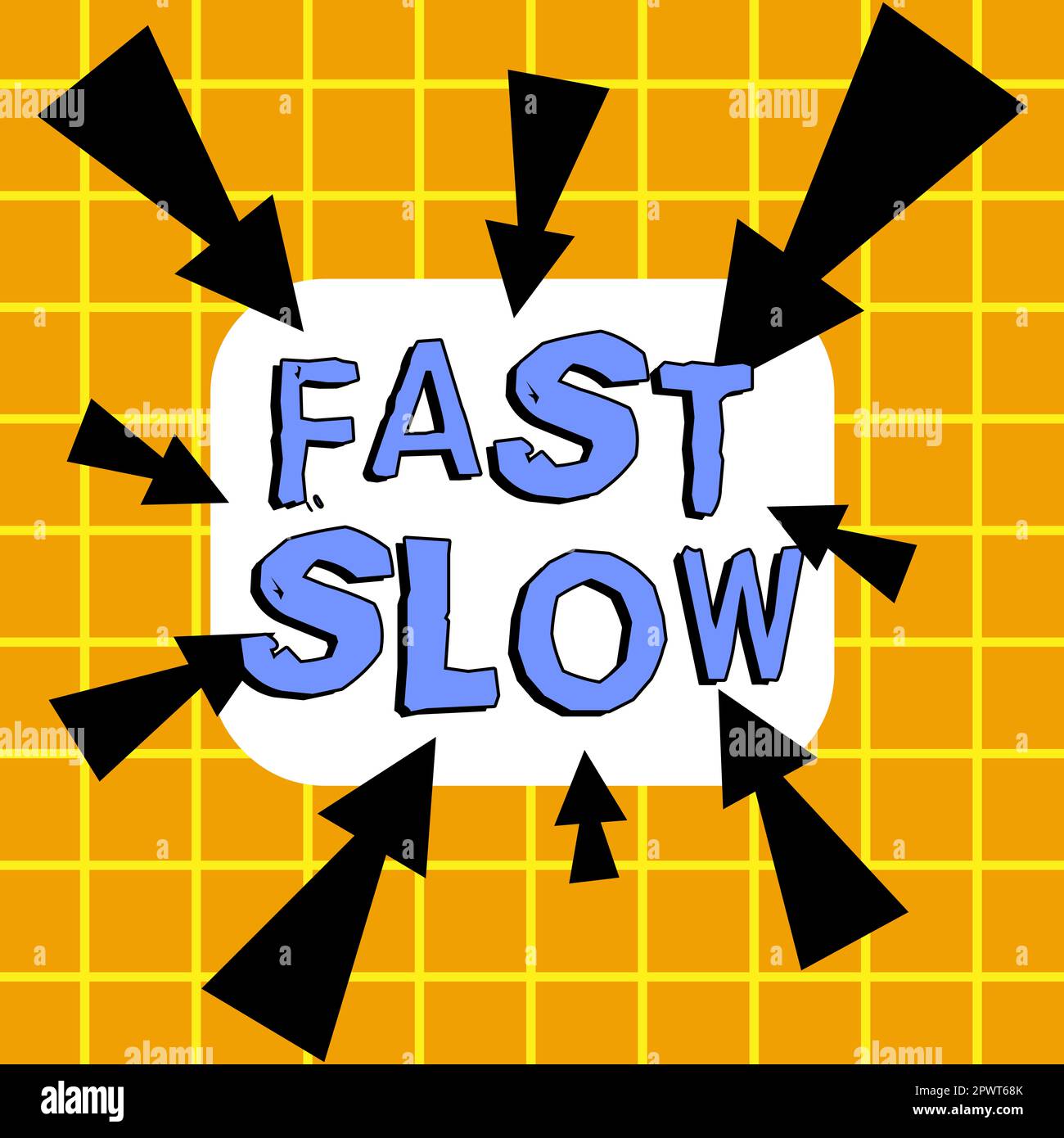 Schild mit der Aufschrift schnell langsam, Geschäftsvorführung bewegt sich  oder fährt mit mehr oder weniger als üblicher Geschwindigkeit weiter  Stockfotografie - Alamy