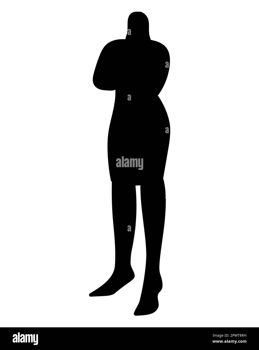 Schwarze Silhouette einer Frau, die mit Händen in Taschen steht, cooles Mädchen Stock Vektor