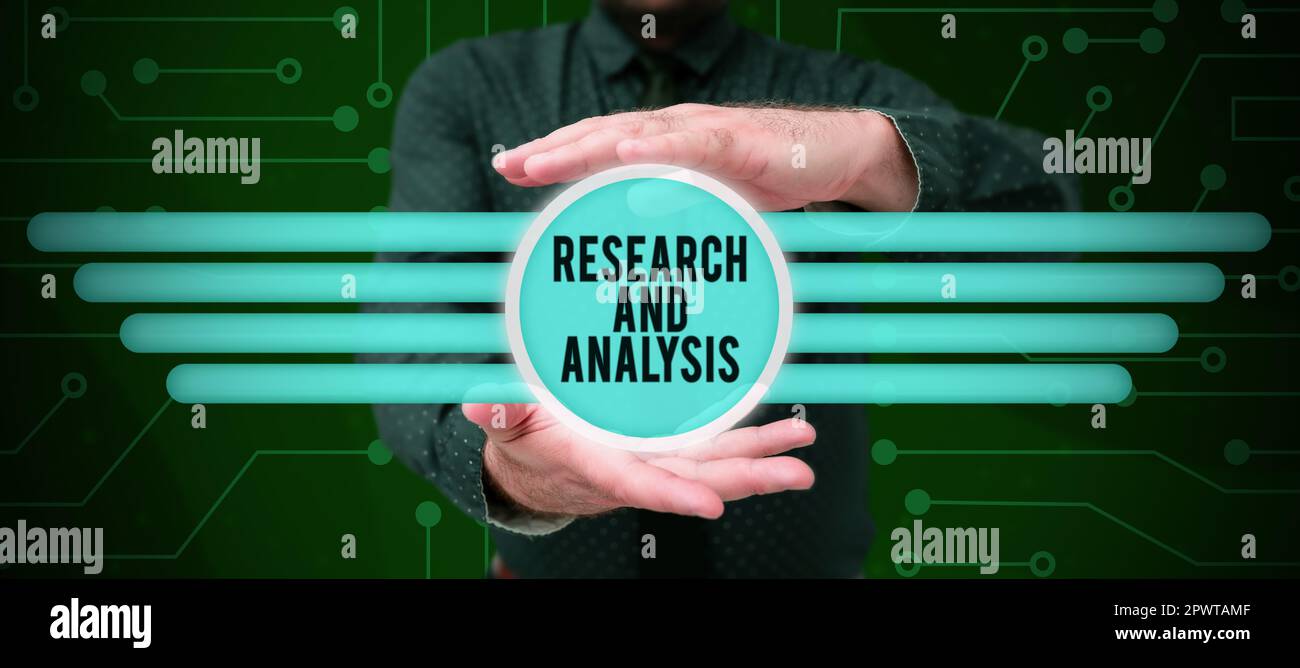 Text, der Inspiration Research and Analysis, Internet Concept Strategic Thinking und Decision Making Existing and New zeigt Stockfoto