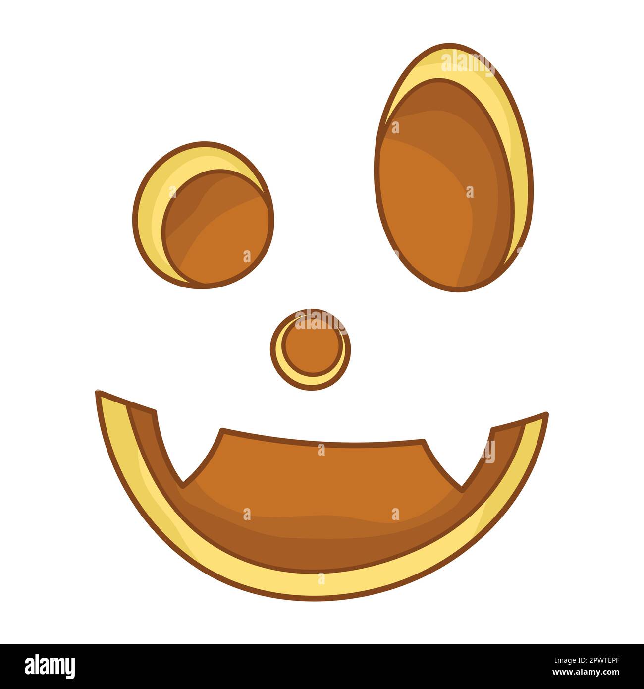 Fröhliches Lächeln für Jack-Laterne. Komischer Gesichtsausdruck. Eine fiktive Halloween-Cartoon-Figur. Einfaches, flaches Element für das Weihnachtsdesign. Isoliert Stock Vektor