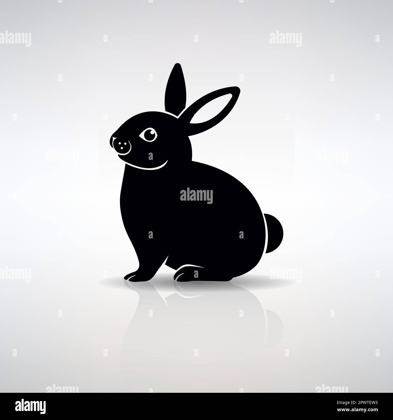 Schwarzes Kaninchen-Symbol auf hellem Hintergrund Stock Vektor