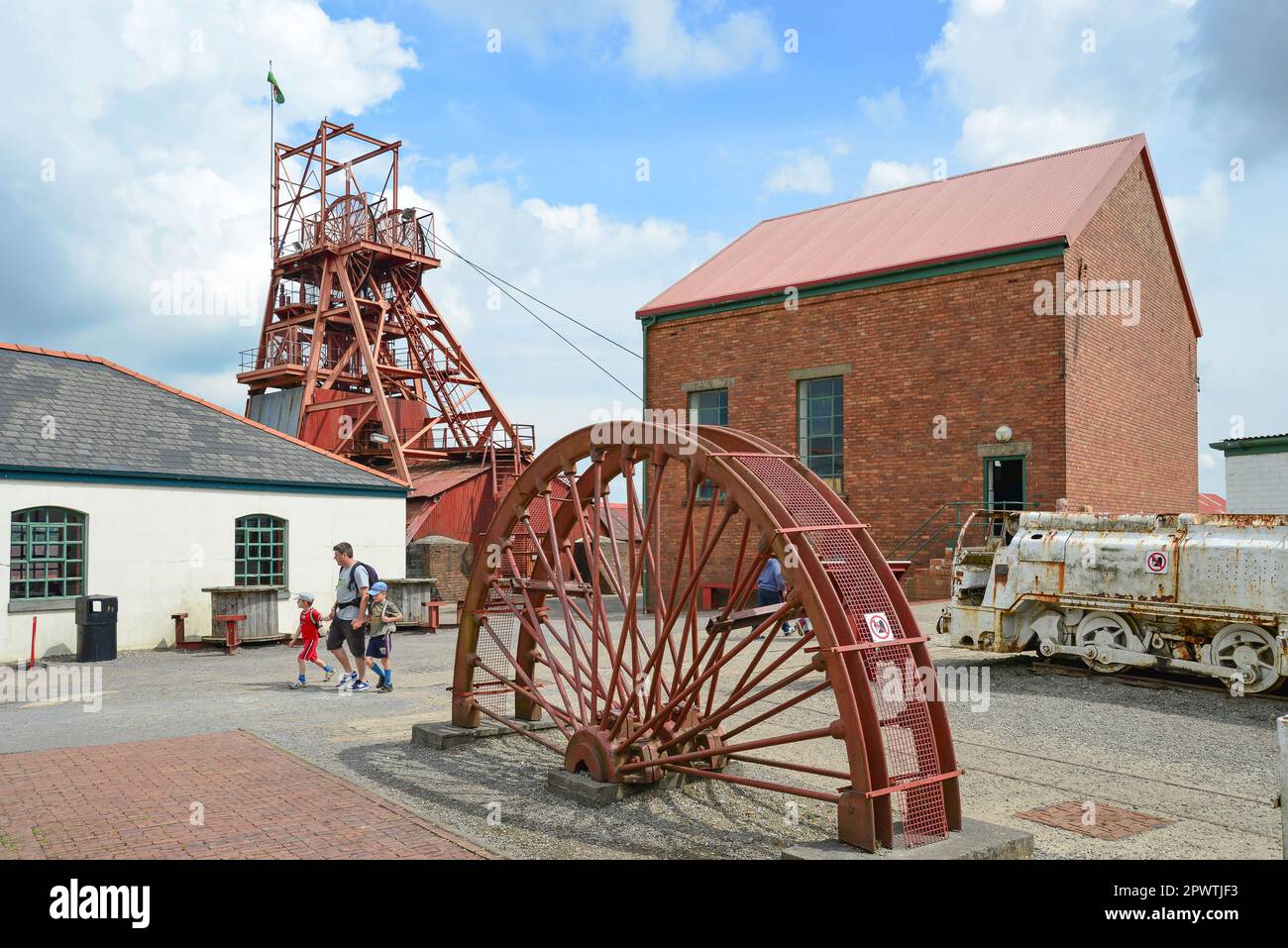 Pit Head Tower im Big Pit National Coal Museum, Blaenavon, Torfaen (Tor-faen), Wales (Cymru), Großbritannien Stockfoto