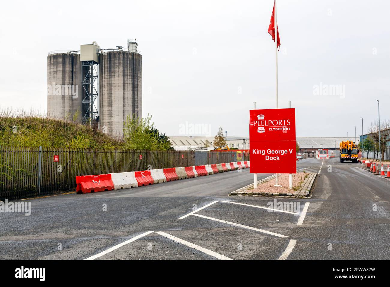 King George V Dock Schild Glasgow, Schottland, Großbritannien, Europa Stockfoto