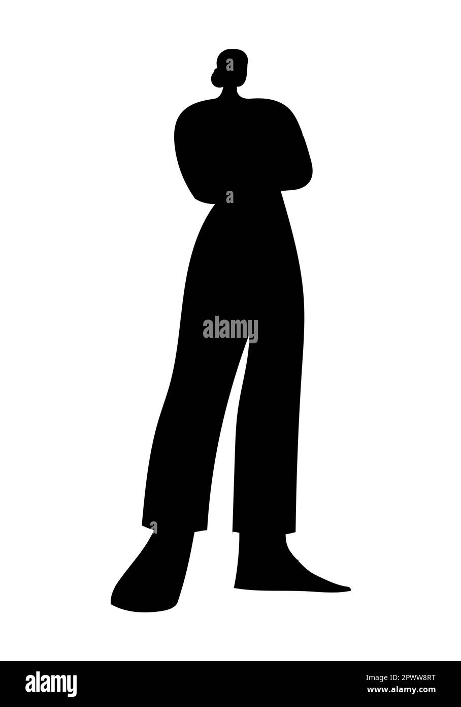 Schwarze Silhouette einer Frau, die mit Händen in Taschen steht, cooles Mädchen Stock Vektor