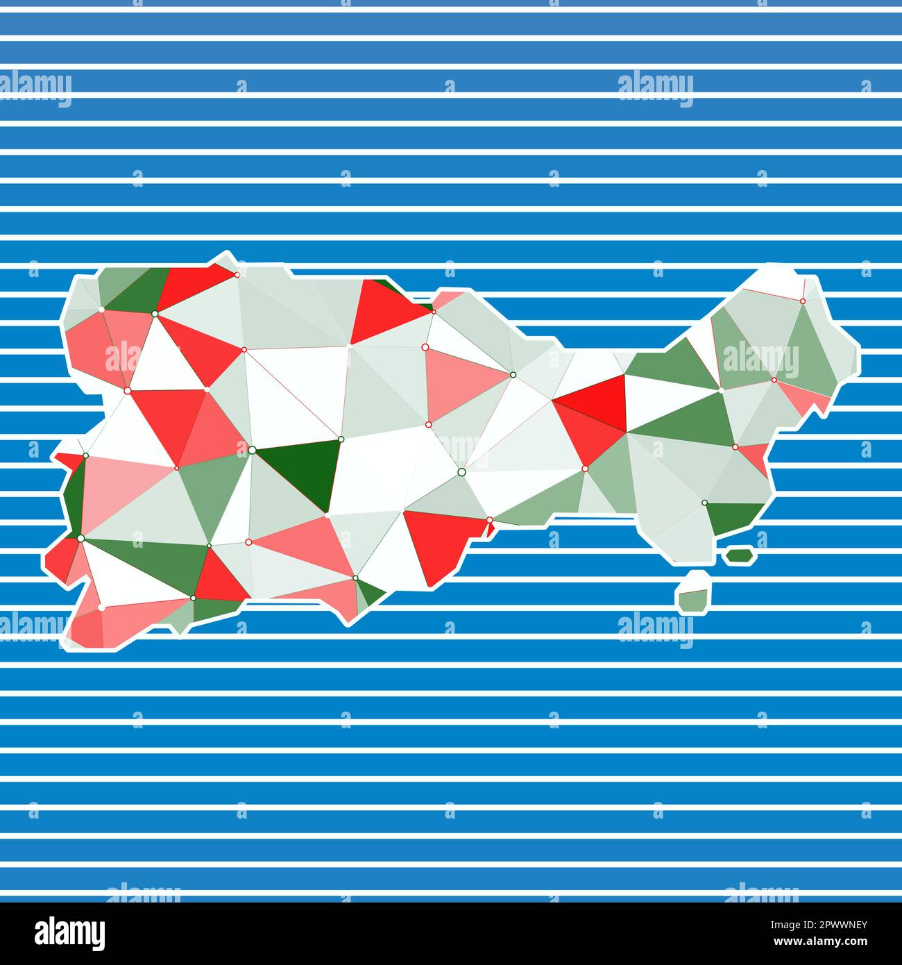 Capri-Vektor-Illustration. Capri-Design auf gestreiftem Hintergrund. Technologie, Internet, Netzwerk, Telekommunikationskonzept. Stock Vektor