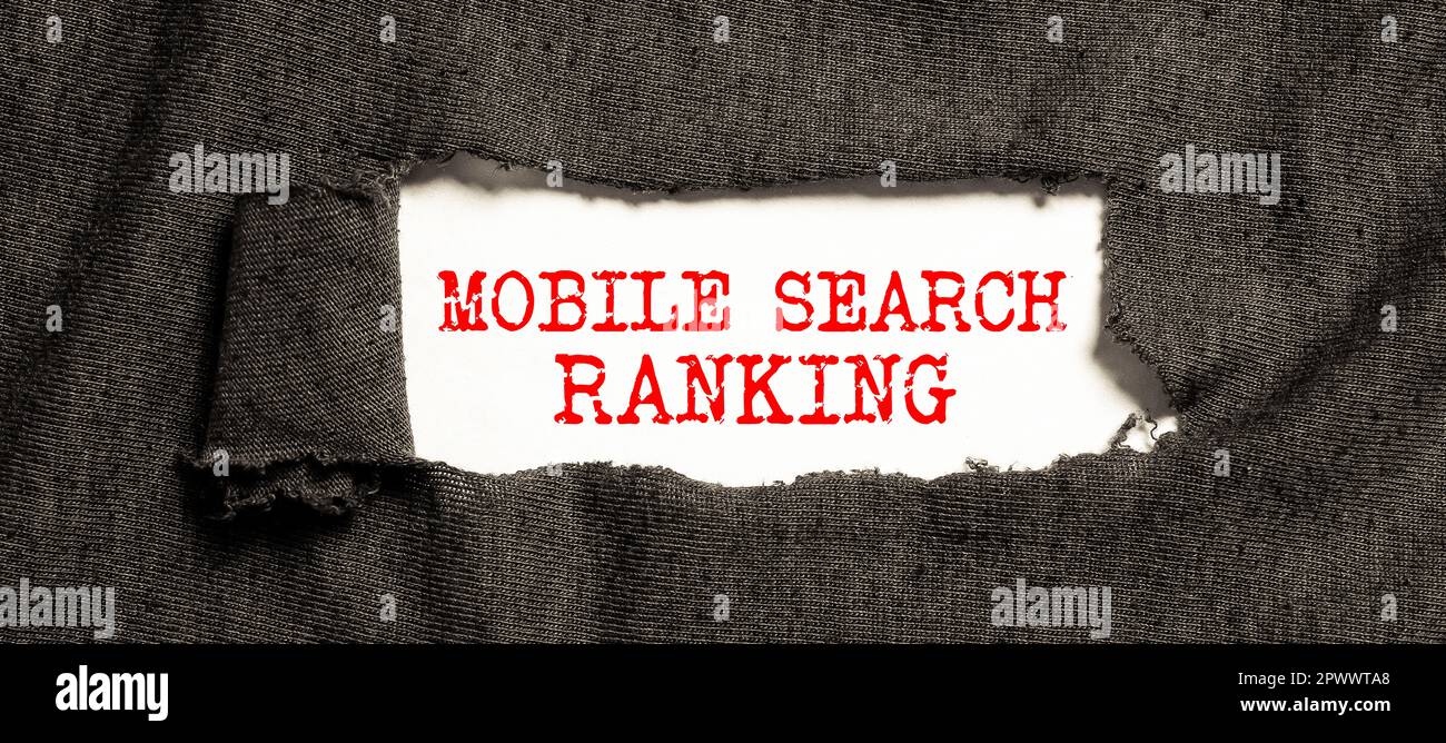 Konzeptionelle Anzeige Ranking der mobilen Suche, Website oder Seite des Geschäftskonzepts werden innerhalb der Suchmaschinenergebnisse eingestuft Stockfoto