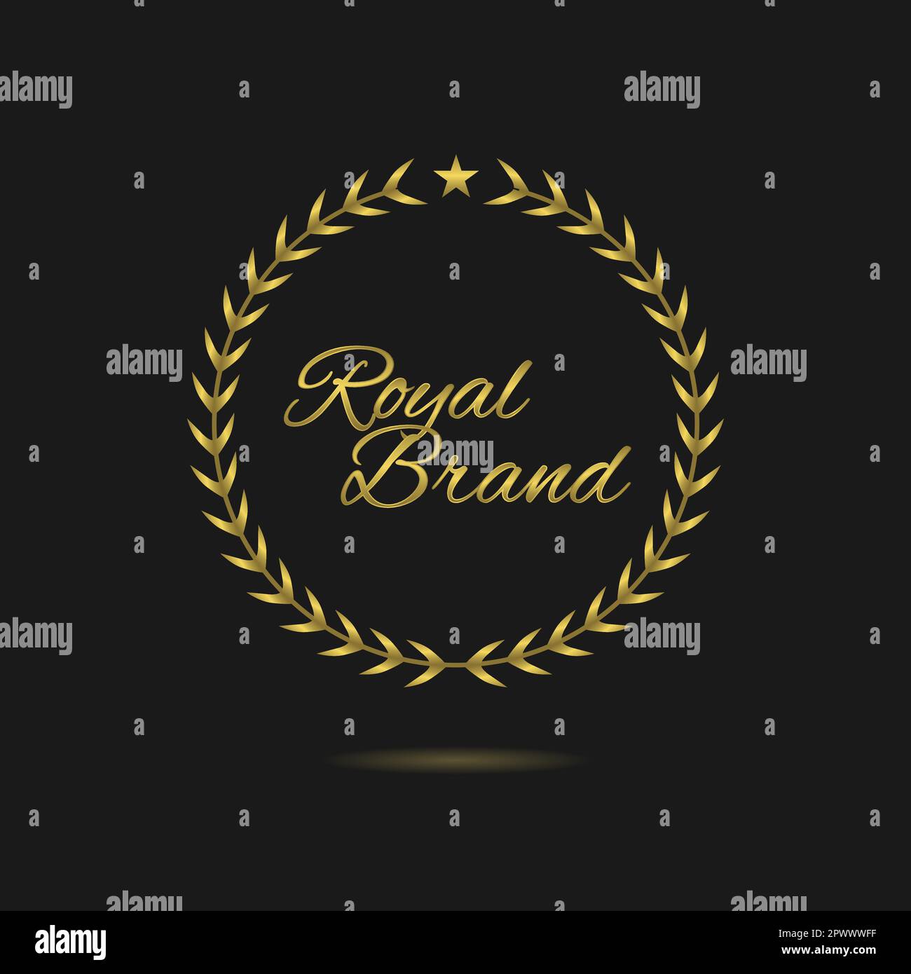Königliche Marke Goldener Lorbeerkranz Vektoretikett Stock Vektor