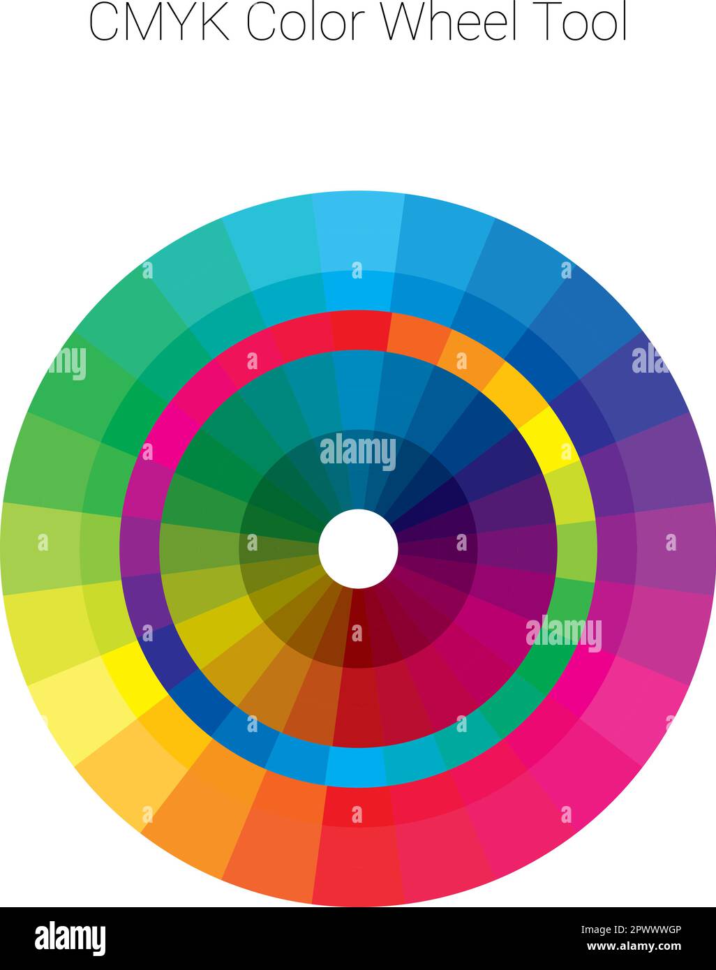 CMYK-Farbrad-Design-Tool für harmonische Farbkombinationen Stock Vektor