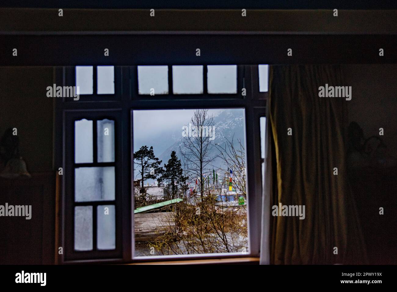 Lachung ist eine Stadt- und Bergstation im Nordosten von Sikkim, Indien. Es liegt im Nord-Sikkim-Viertel nahe der Grenze zu Tibet. Stockfoto