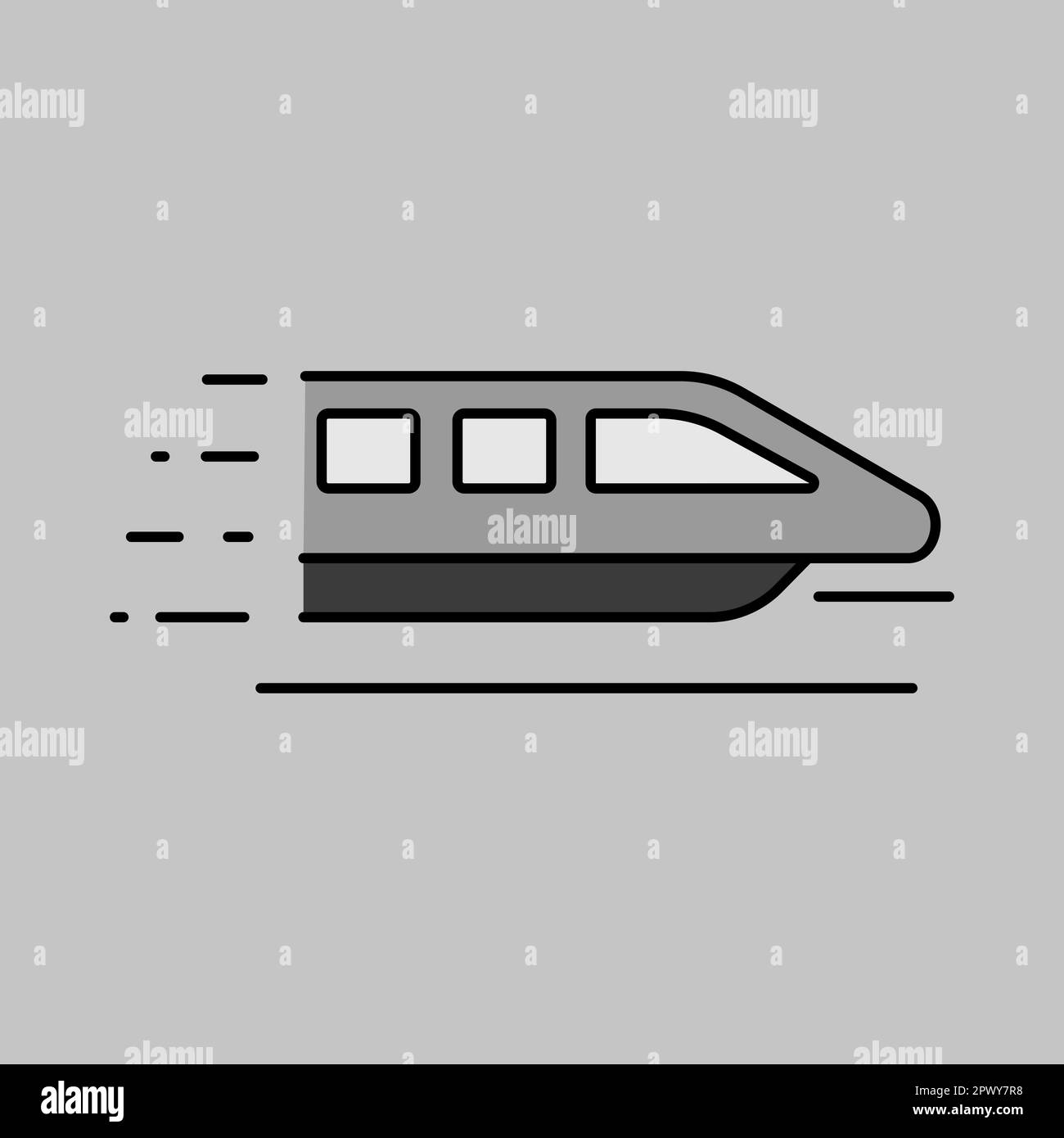 Einschienenbahn Speed Modern Train Grayscale Vector Icon. Diagrammsymbol für Reise- und Tourismus-Website und -Apps-Design, Logo, App, UI Stockfoto