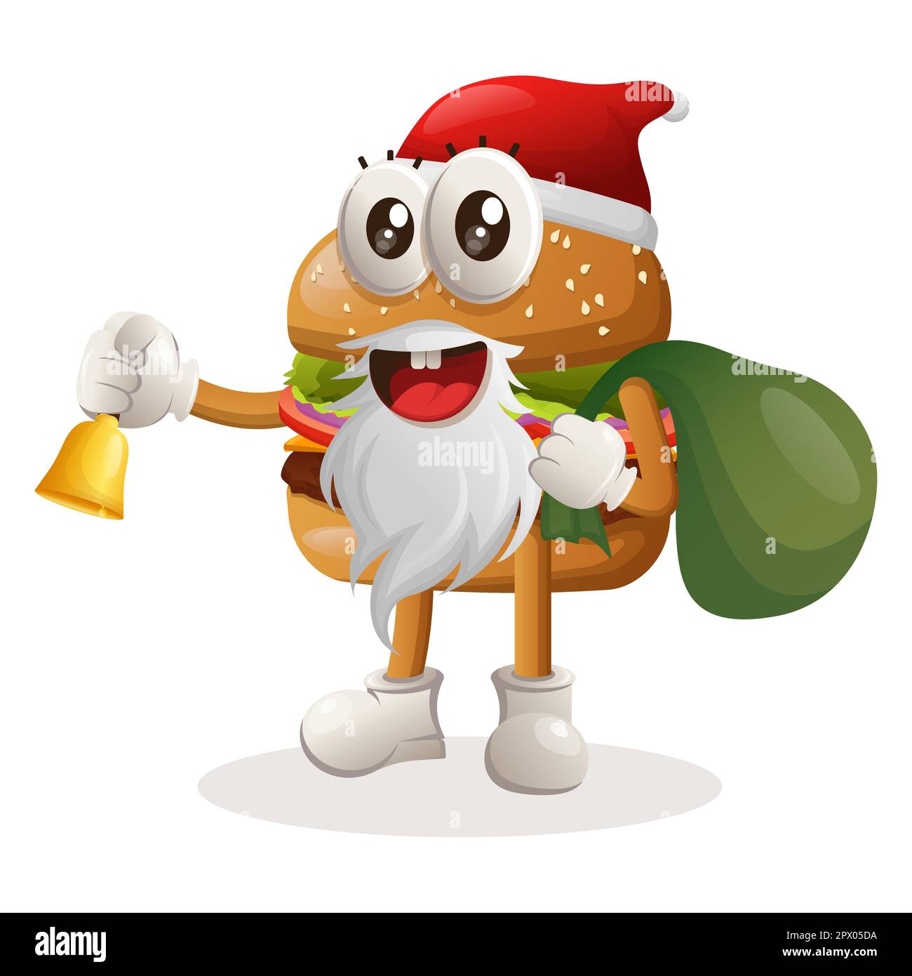Süßer Burger santa claus christmasfect für Lebensmittelgeschäfte, kleine Unternehmen oder E-Commerce, Merchandise und Aufkleber, Werbebanner, Blog zur Lebensmittelbewertung oder Stock Vektor