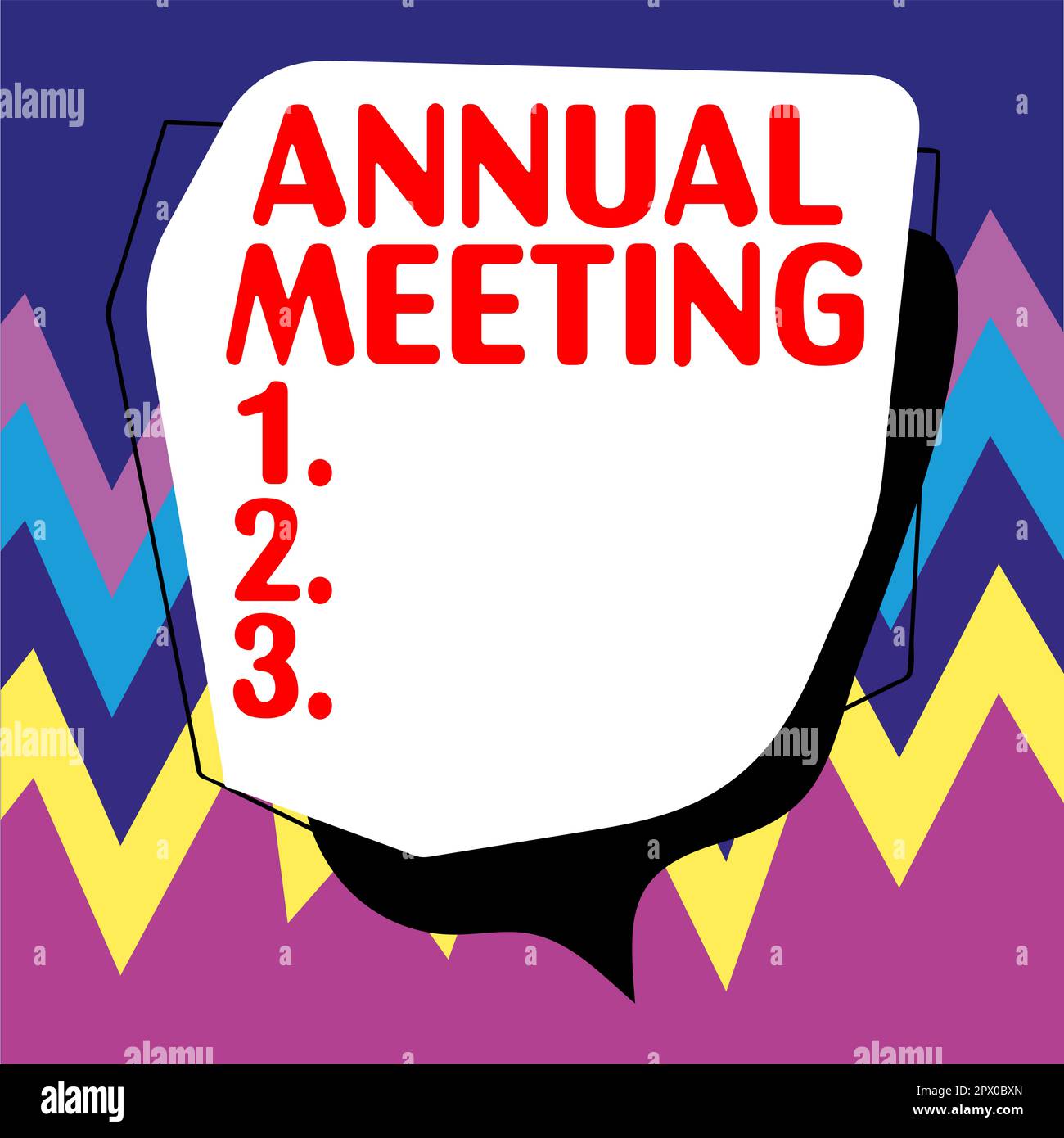 Textzeichen für Jahrestagung, Geschäftskonzept, jährliche Zusammenstellung interessierter Aktionäre einer Organisation Stockfoto