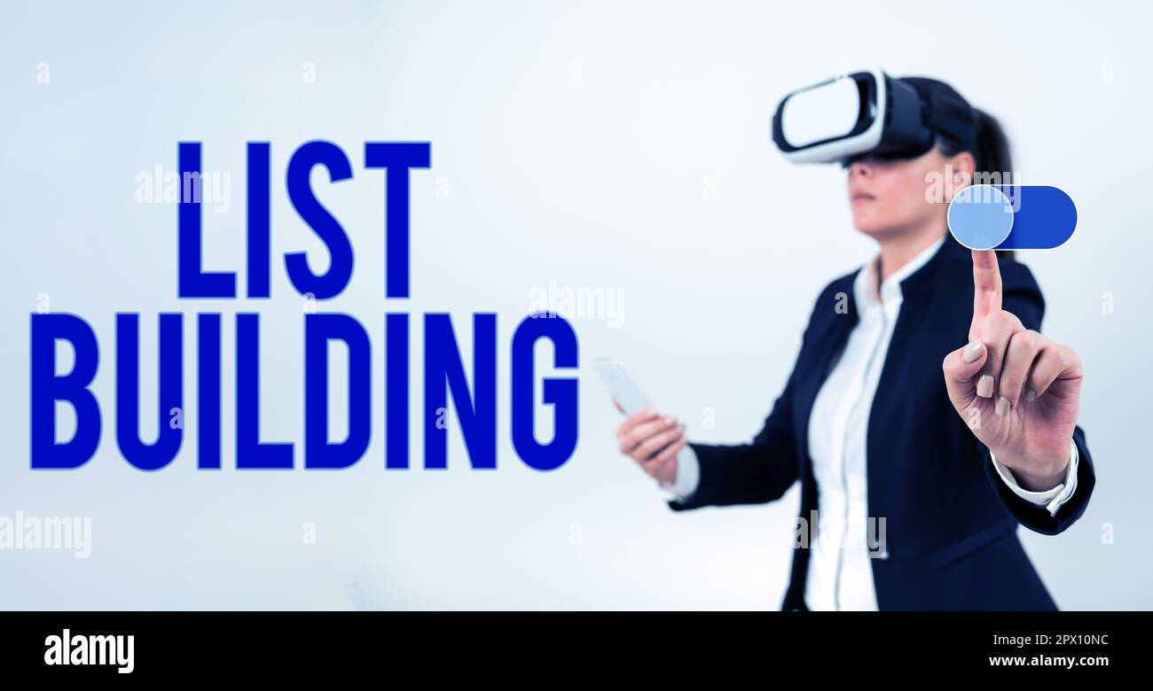 Textüberschrift Presentation List Building, Business Overview Database mit Personen, die Sie mit Ihrer Marketingbotschaft kontaktieren können Stockfoto