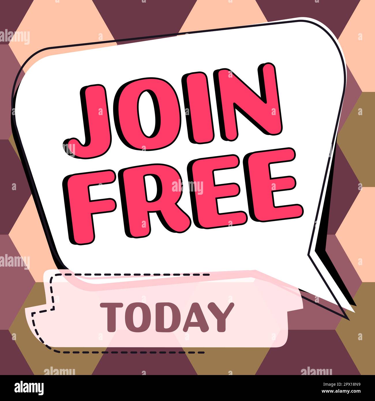 Schild mit der Aufschrift „Join Free“ (kostenlos beitreten), „Conceptual Photo“ (konzeptionelles ...