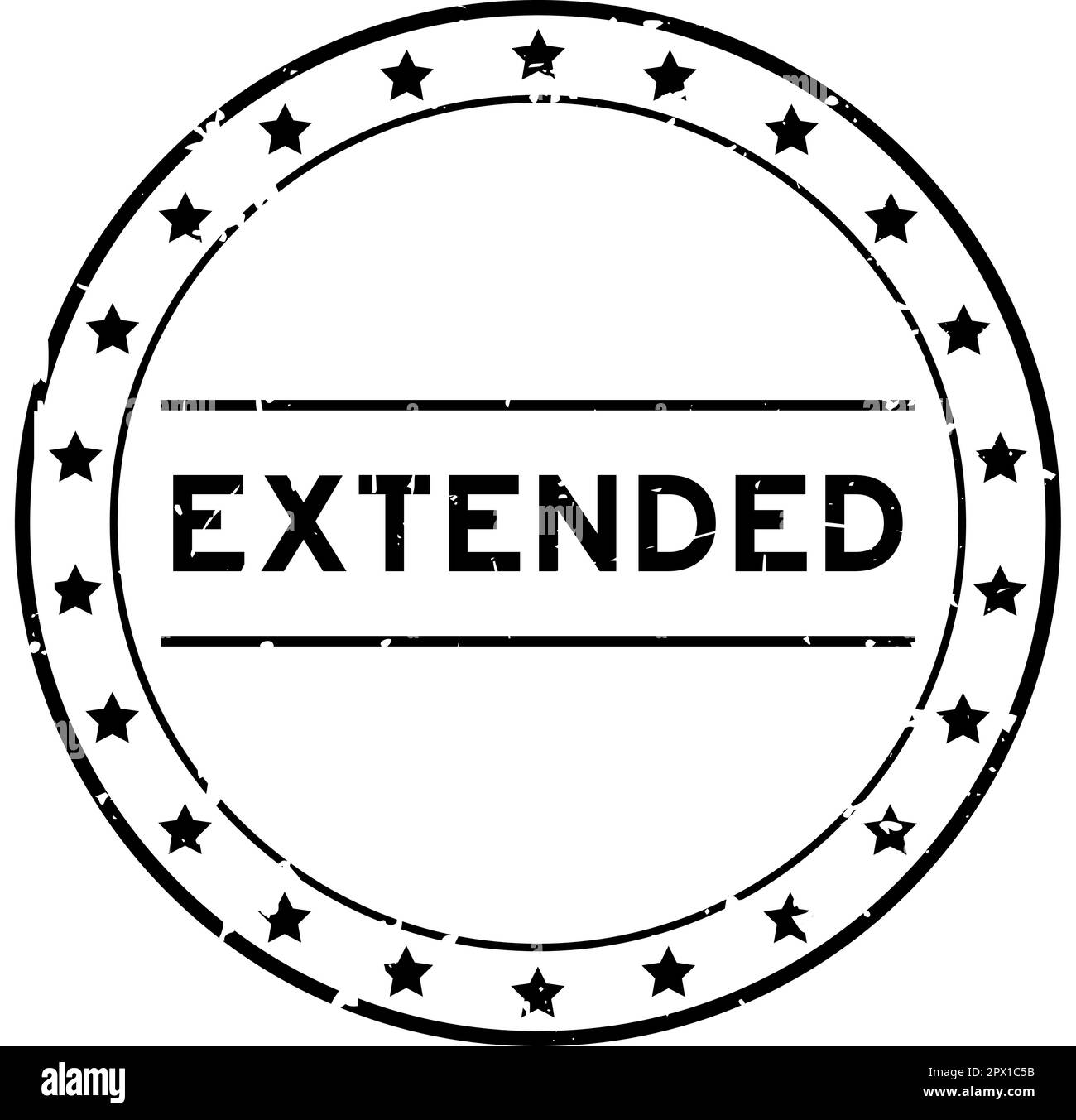 Grunge schwarzer, erweiterter Wortstempel mit rundem Gummidichtungsstempel auf weißem Hintergrund Stock Vektor