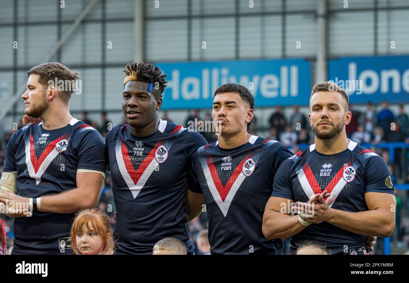 Halliwell Jones Stadium, Warrington, England. 29. April 2023 England gegen Frankreich, Rugby League, Mid-Season International. Kredit: Mark Percy/Alamy Stockfoto