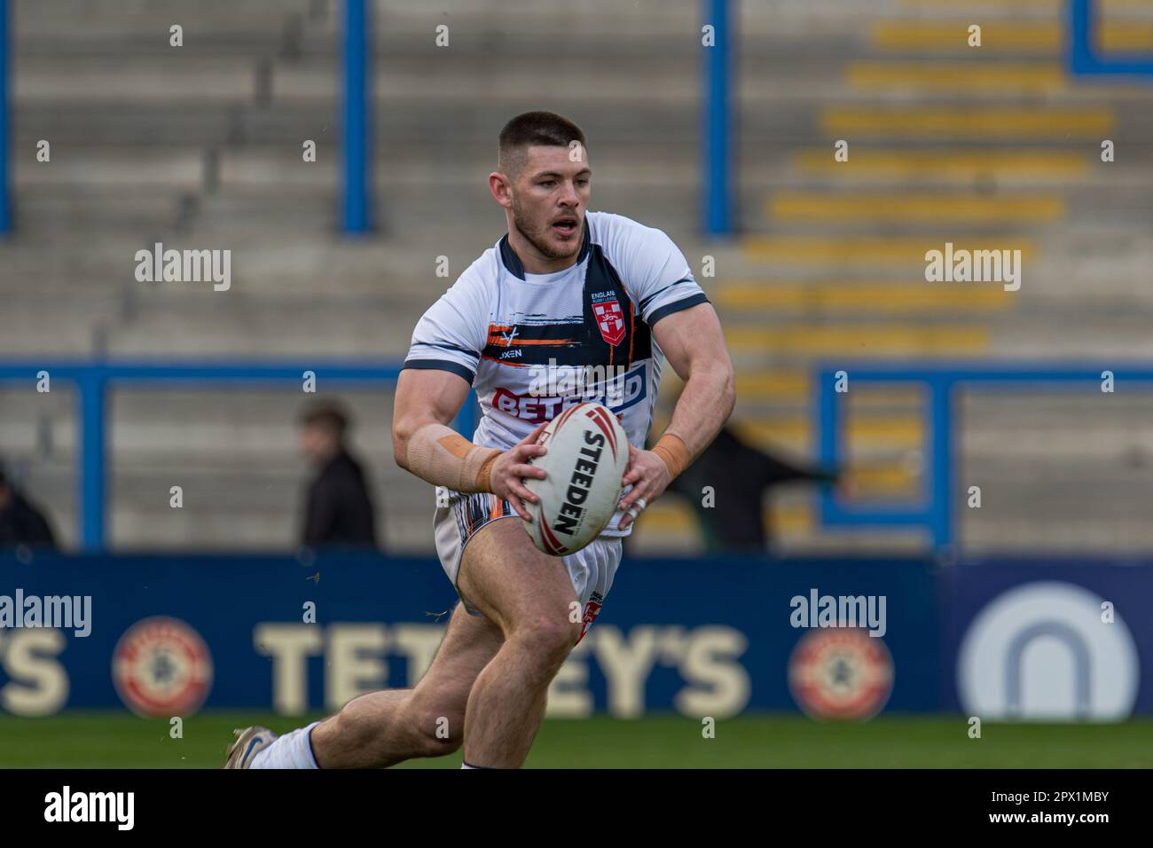 Halliwell Jones Stadium, Warrington, England. 29. April 2023 England gegen Frankreich, Rugby League, Mid-Season International. Kredit: Mark Percy/Alamy Stockfoto
