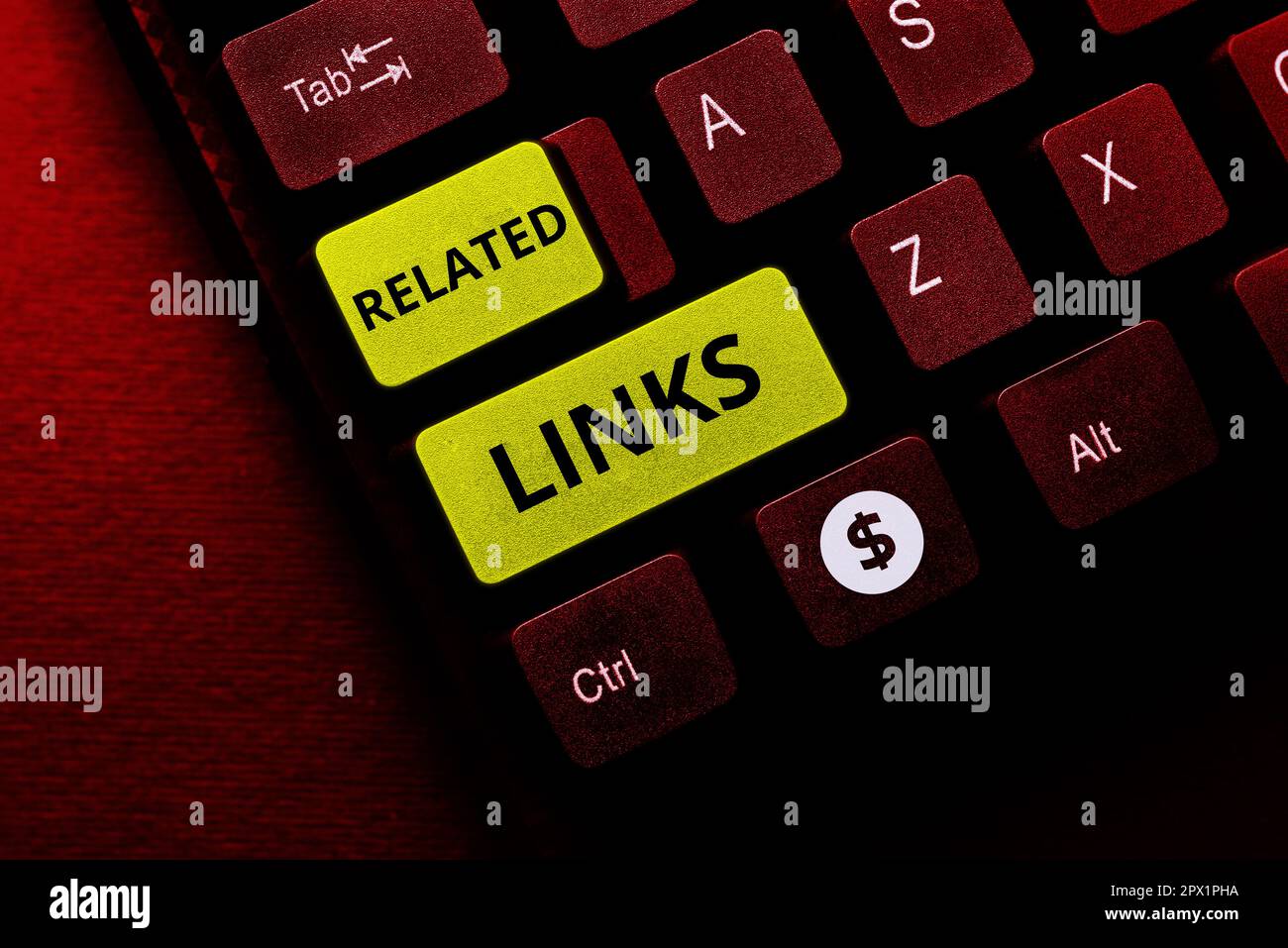 Schreiben Anzeigen von Text Verwandte Links, auf der Website geschriebenes Wort innerhalb einer Webseite Querverweis Hotlinks Hyperlinks Stockfoto