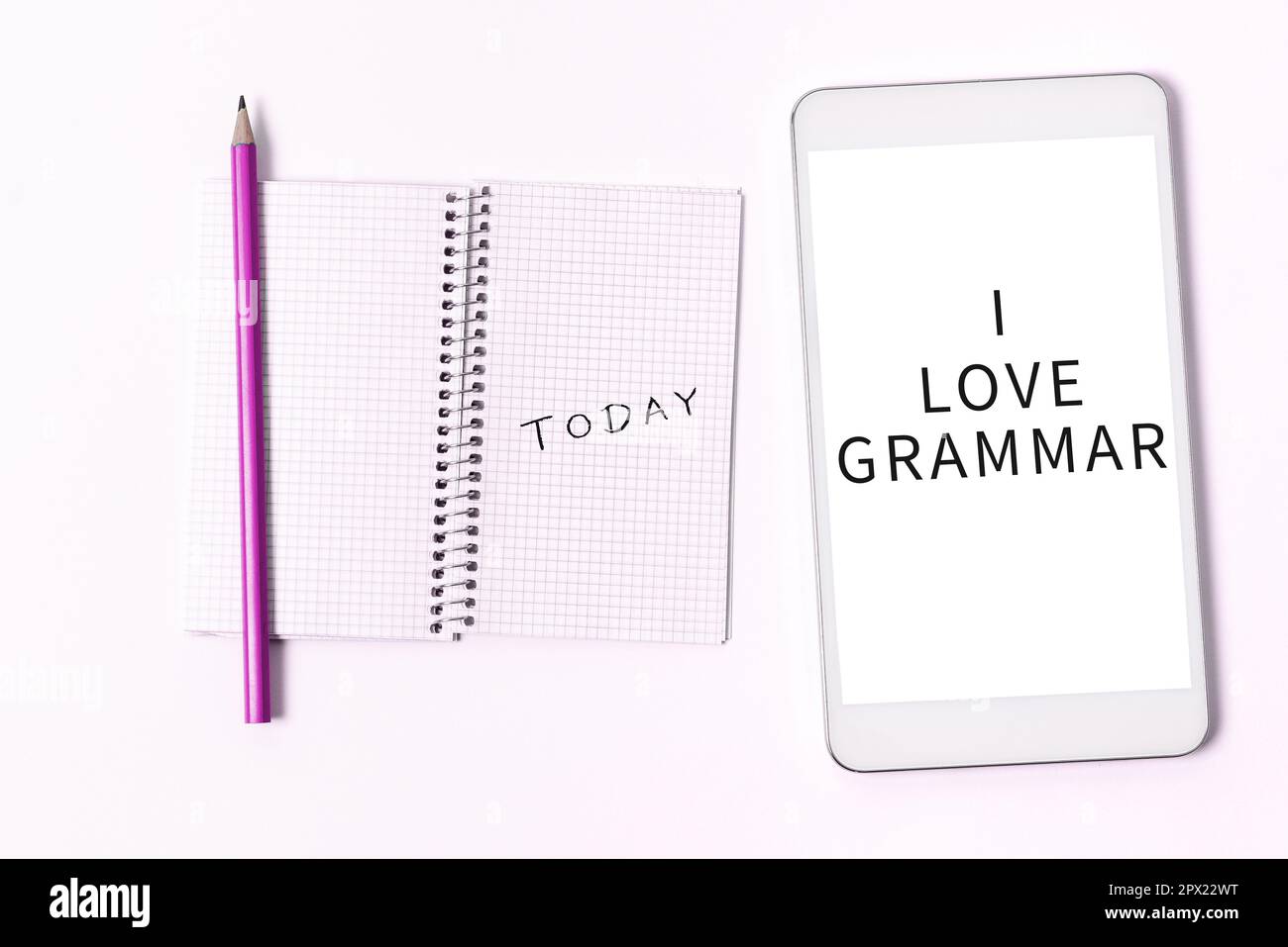 Textunterschrift mit I Love Grammar, begrifflicher Fotoakt des Bewunderungssystems und der Struktur der Sprache Stockfoto