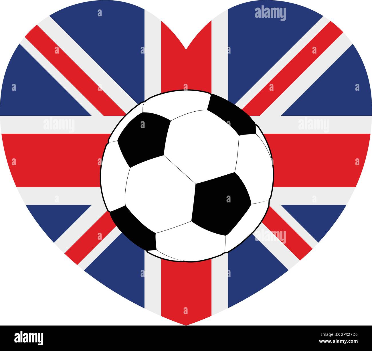 British UK Union Jack Flag Fußball Herz Stock Vektor
