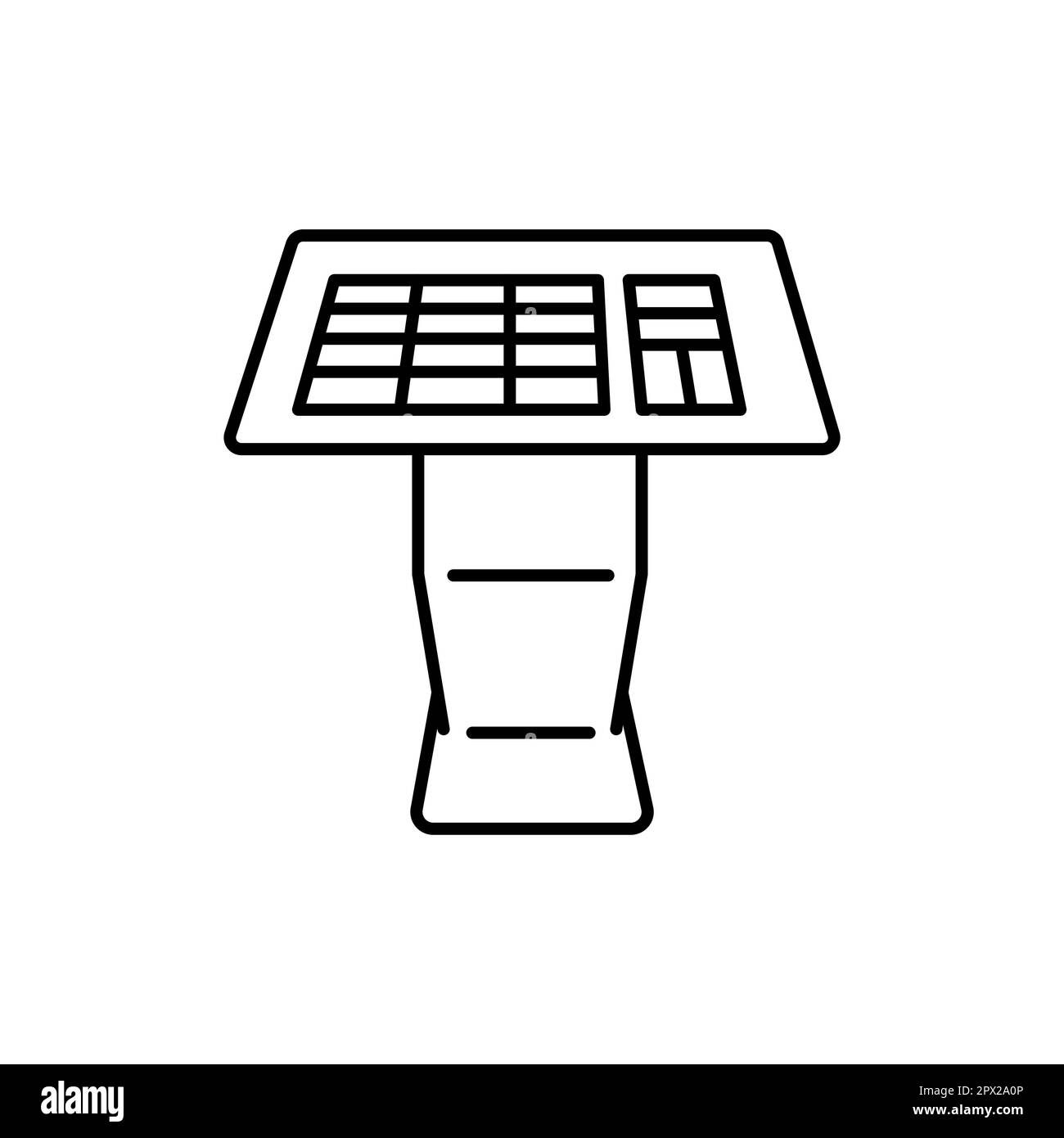 Schwarzes Symbol für den interaktiven Informationskiosk. Selbstbedienungs-Piktogramm für Webseite, mobile App, Aktion. Stock Vektor