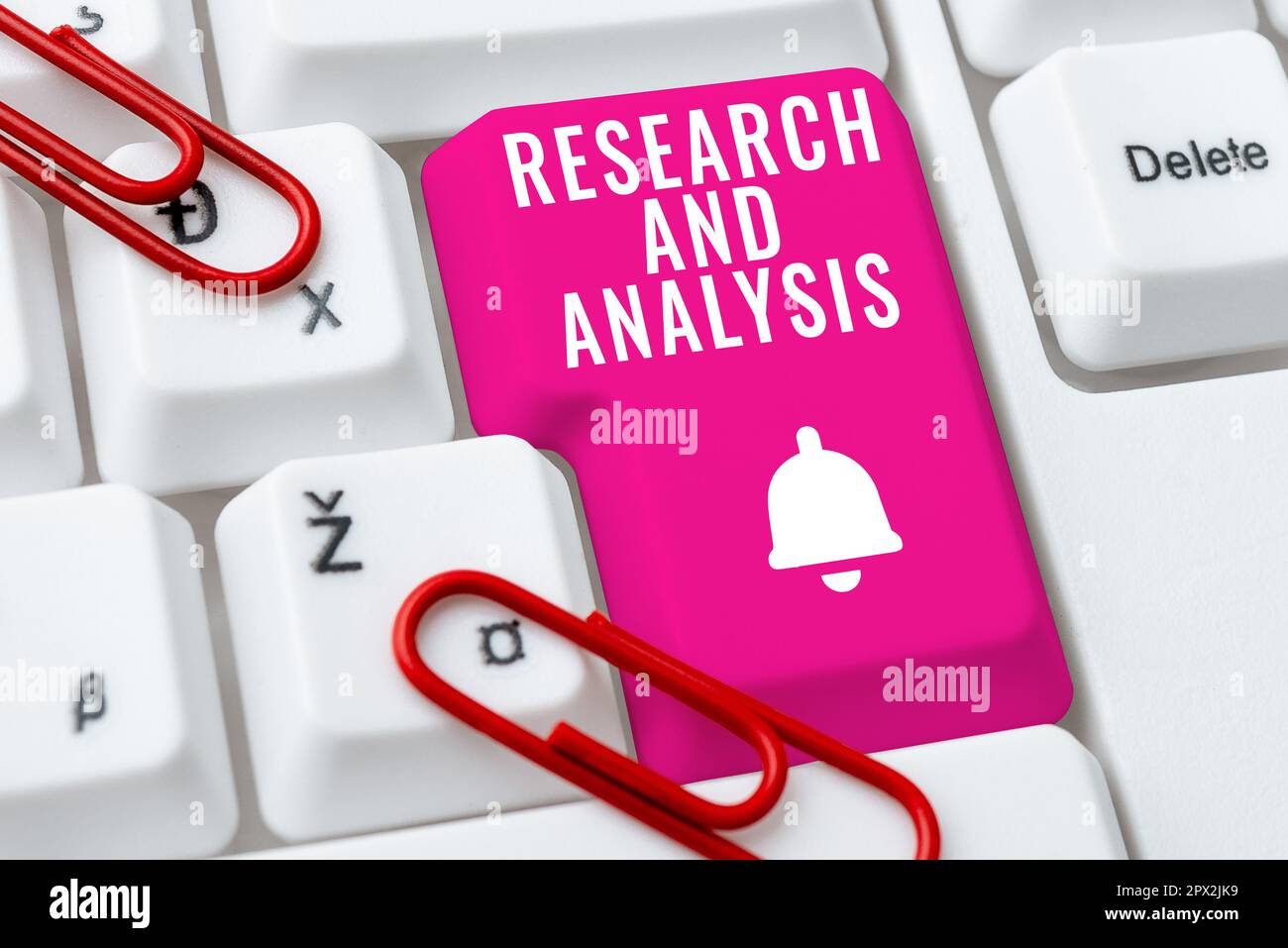 Text, der Inspiration Research and Analysis, Business Concept Strategic Thinking und Decision Making Existing oder New zeigt Stockfoto