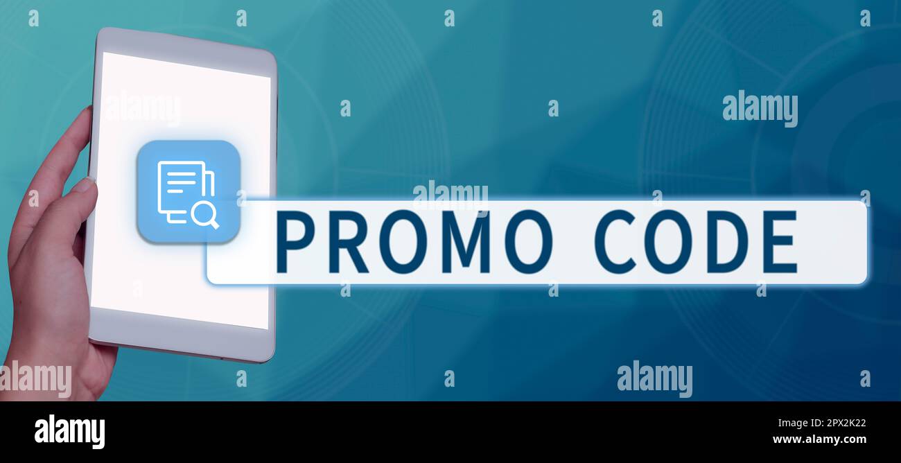 Inspiration mit Signage Promo Code und digitalen Internet Concept Nummern, die Ihnen einen guten Rabatt auf bestimmte Produkte bieten Stockfoto