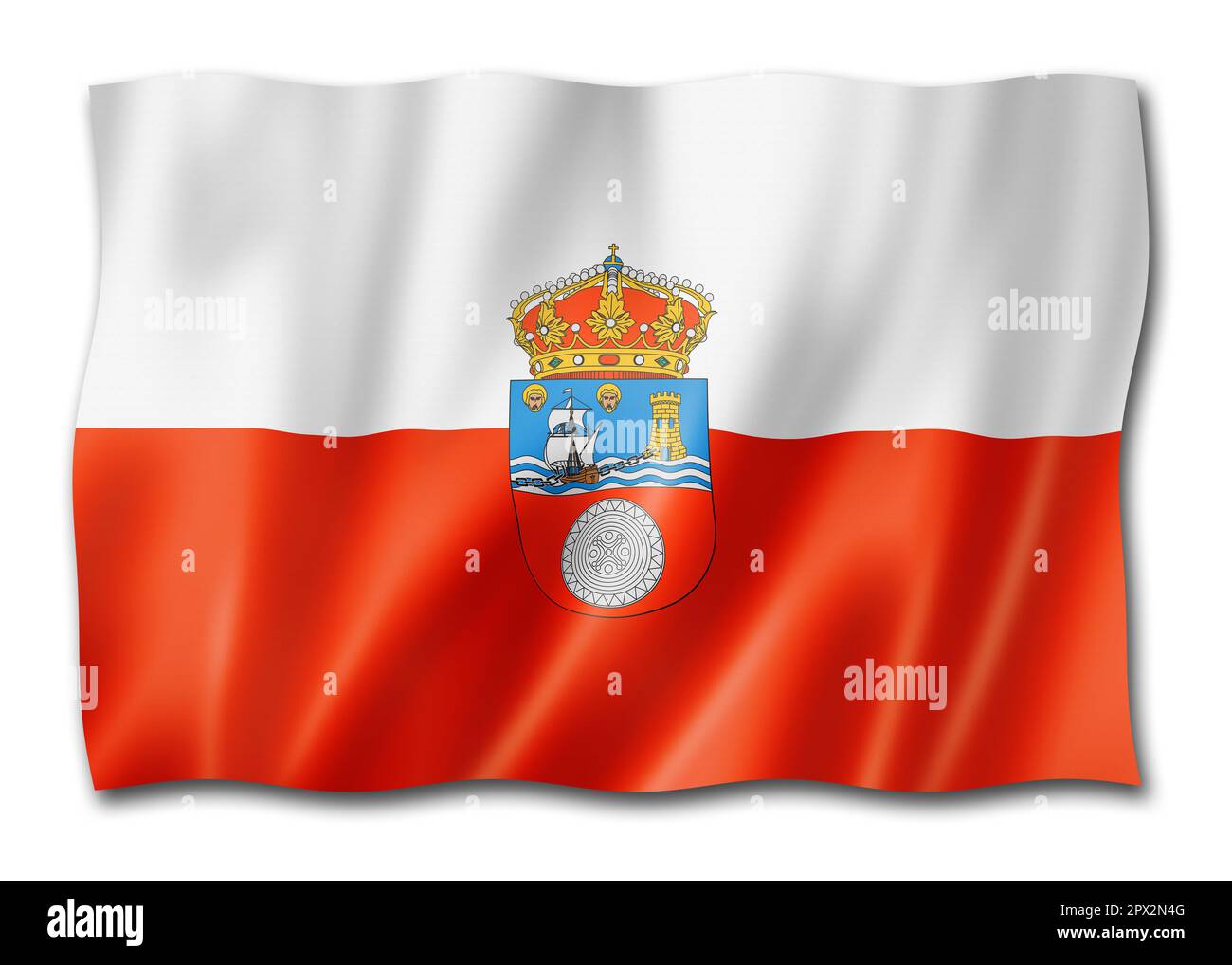 Flagge der Provinz Kantabrien, Spanien winkende Bannersammlung. 3D Abbildung Stockfoto