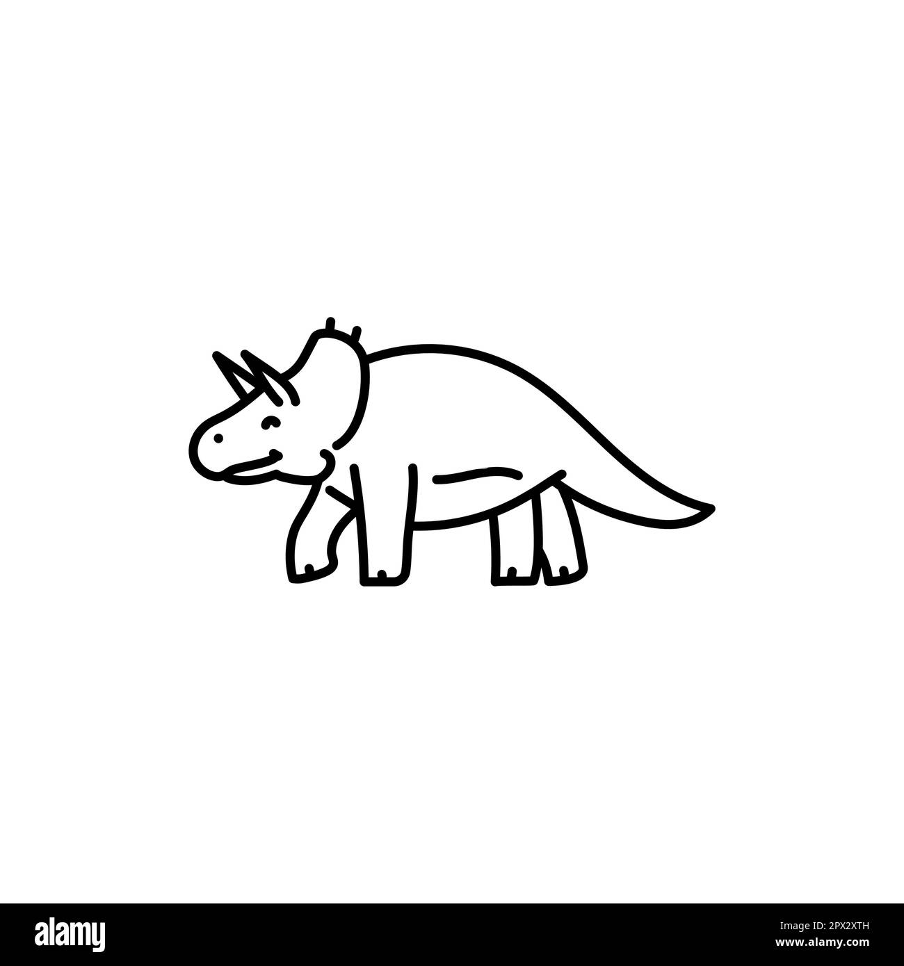 Kinderspielzeug Triceratops Symbol mit schwarzer Linie. Piktogramm für Webseite, mobile App, Werbeaktion. Stock Vektor