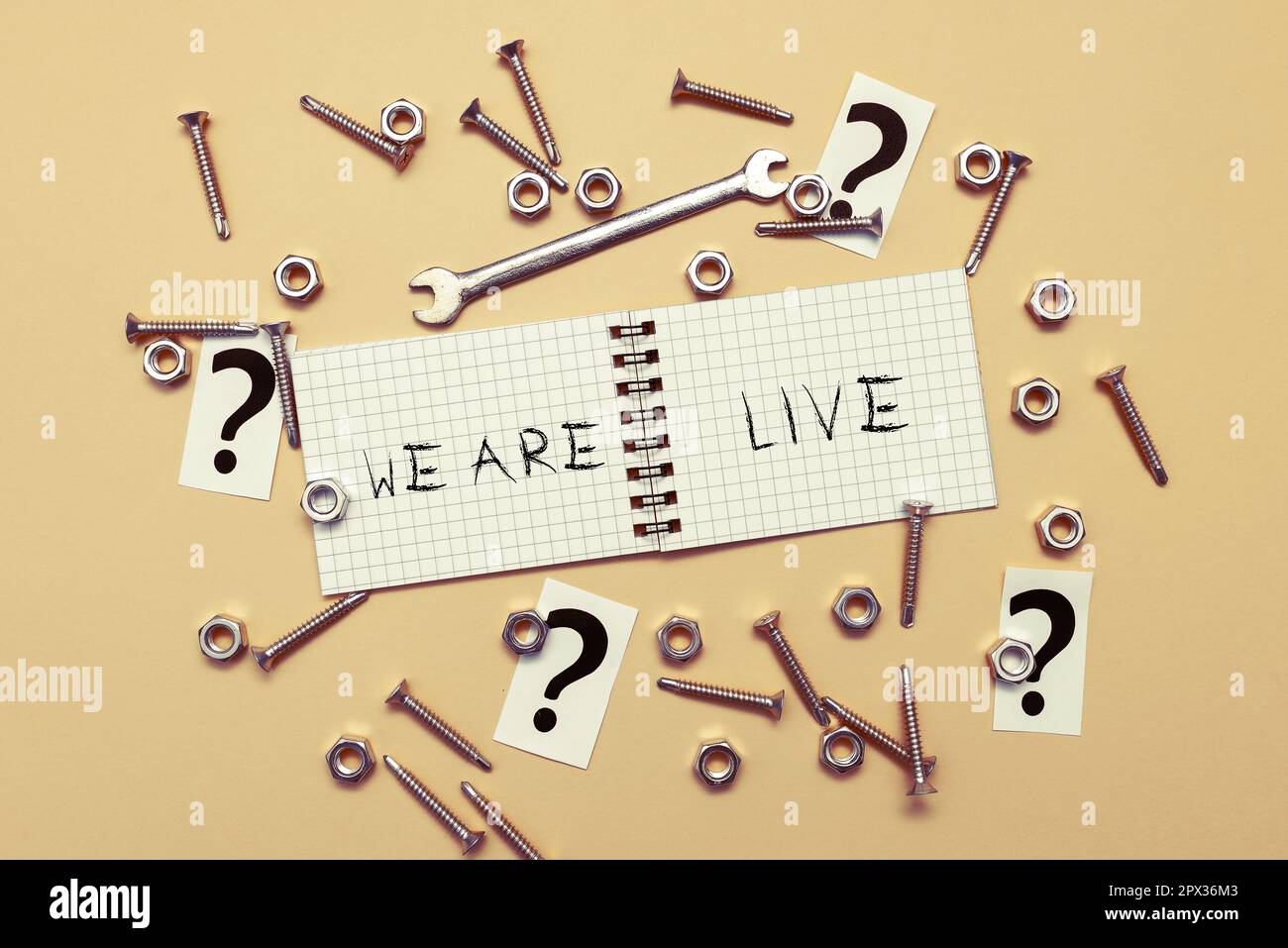 Textunterschrift Presentation We are Live, Business Concept Continuous Report oder Chat, der in Echtzeit gestreamt wird Stockfoto