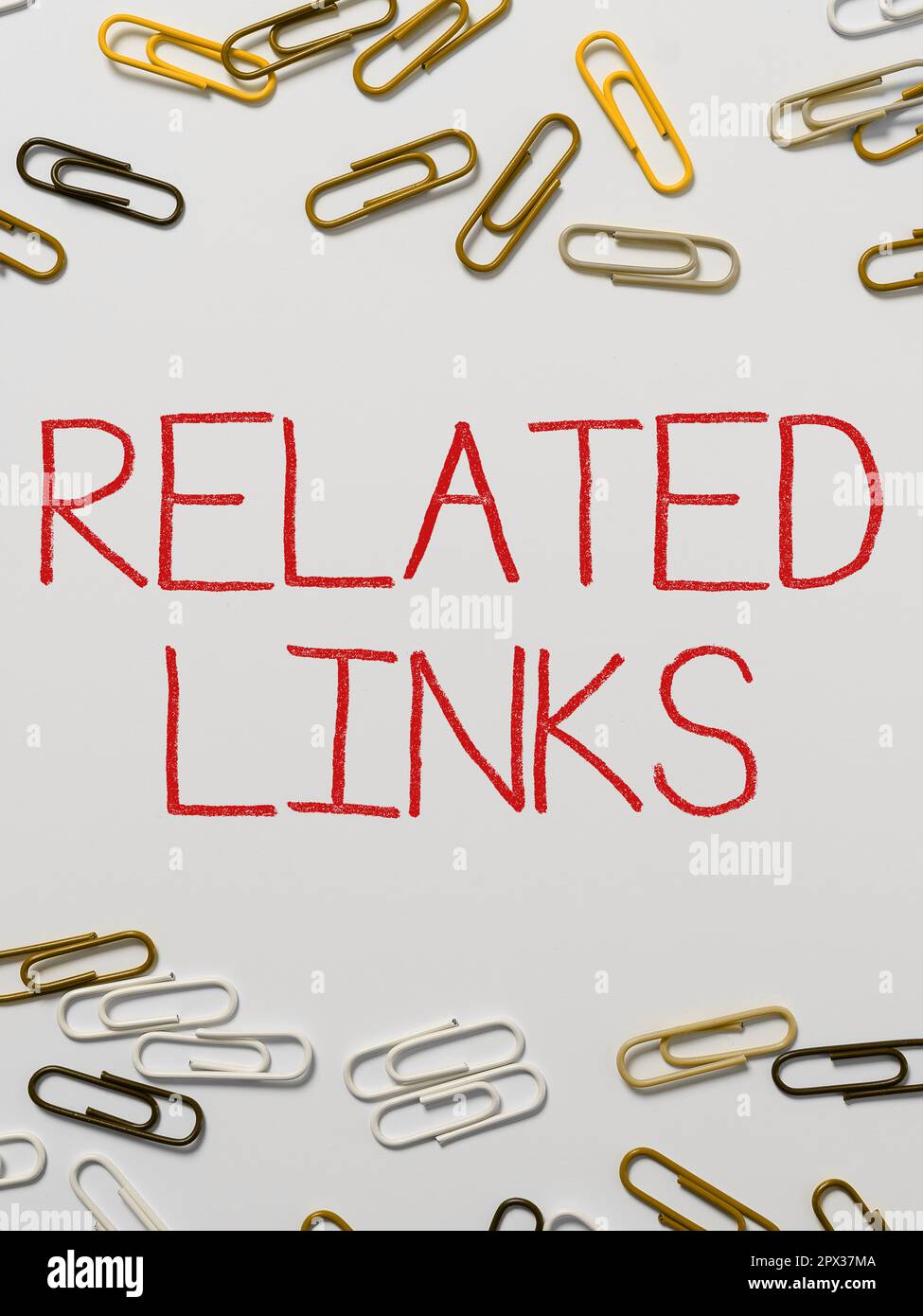 Schreiben Anzeigen von Text Verwandte Links, Unternehmensübersicht Website innerhalb einer Webseite Querverweise Hotlinks Hyperlinks Stockfoto