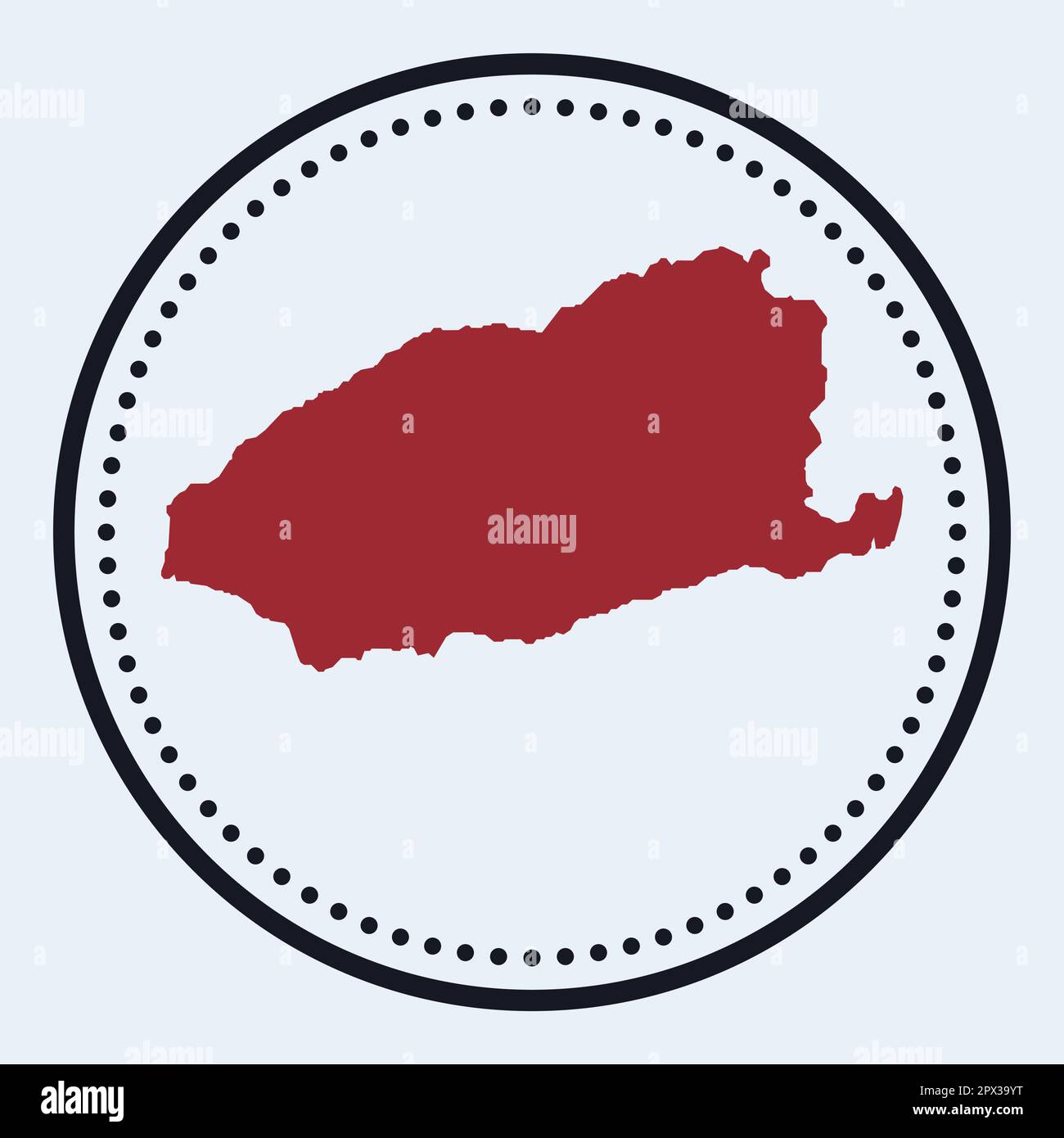 Imbros Rundstempel. Rundes Logo mit Inselkarte und Titel. Stilvolles minimalistisches Emblem mit Karte. Vektordarstellung. Stock Vektor