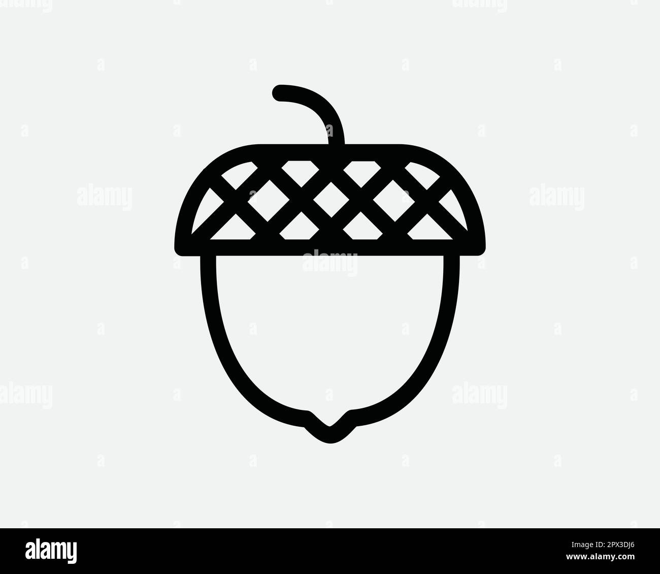 Acorn Outline Nut Fruit Herbstsaison Schwarze und weiße Linie Symbol Zeichen Symbol Vector Artwork Clipart Illustration Stock Vektor
