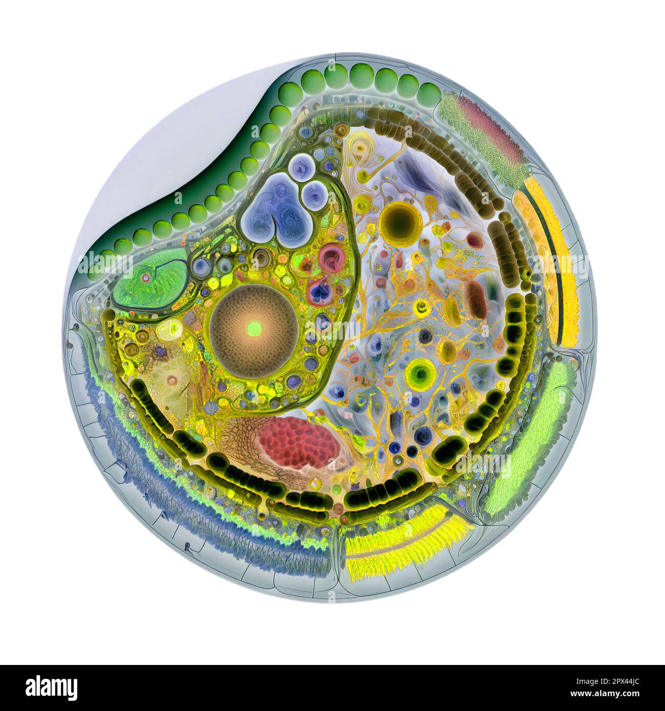 Querschnitt durch eine Zelle mit zwei-Membranen-Zellwand gramnegativer Bakterien Stockfoto