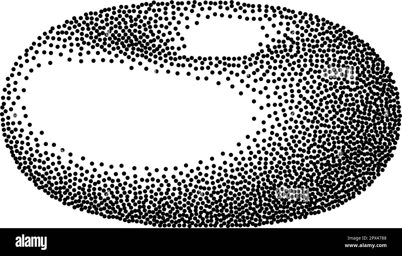 Stipple Torus. Geometrische Punktmuster-Figur Stock Vektor