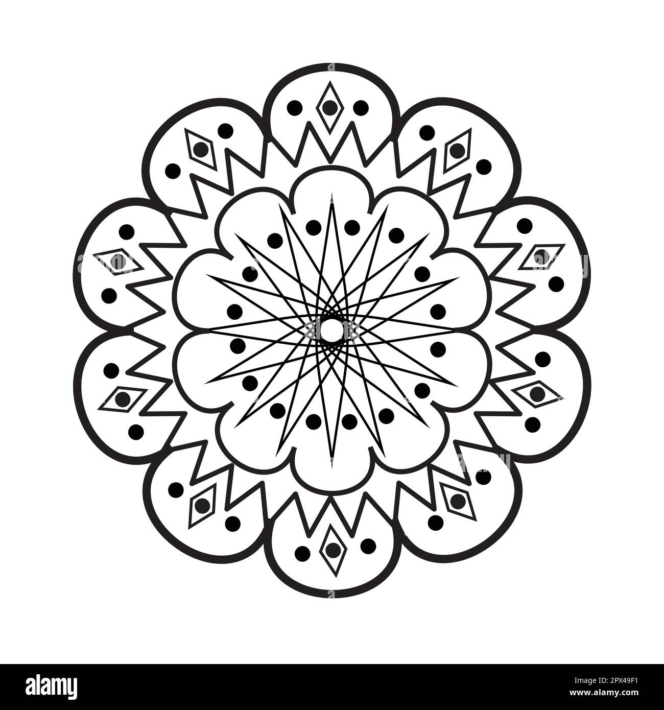 Kreismuster in Form eines Mandalas für Henna, Mehndi, Tattoo, Dekoration. Dekorative Verzierungen im ethnischen orientalischen Stil. Malbuch-Seite Stock Vektor