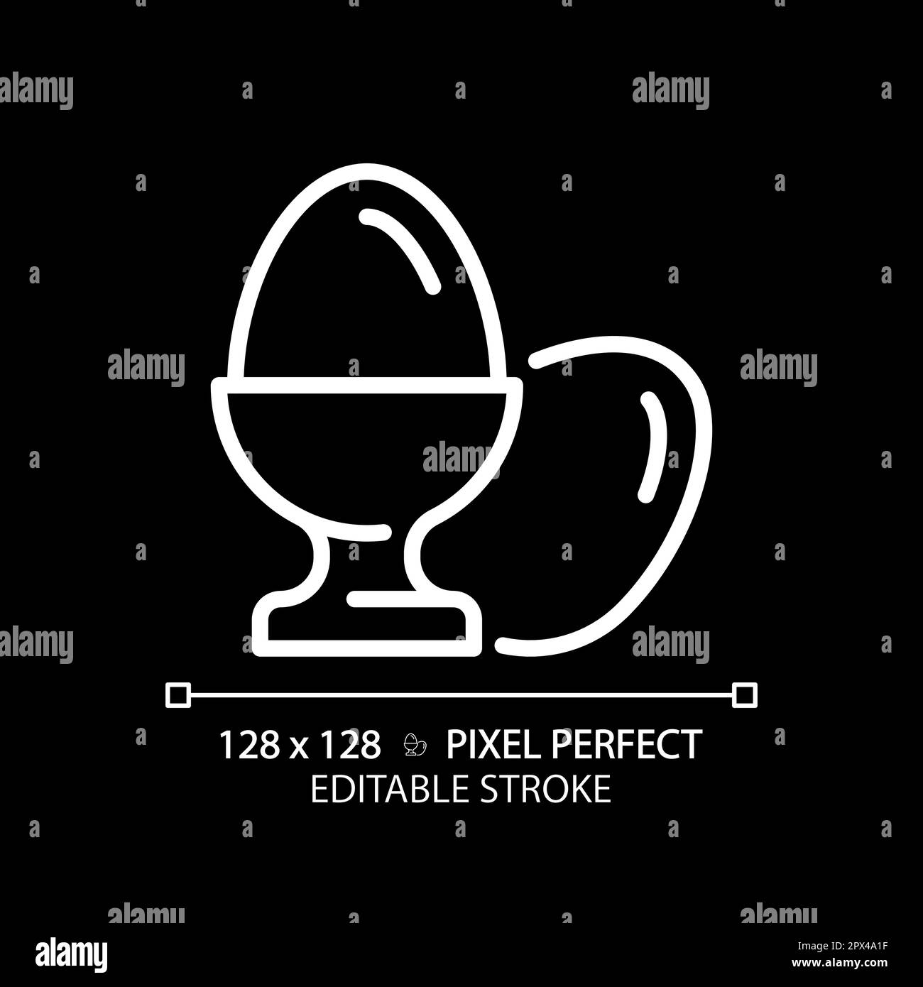 Eier pixeln perfekt weißes lineares Symbol für dunkles Thema Stock Vektor