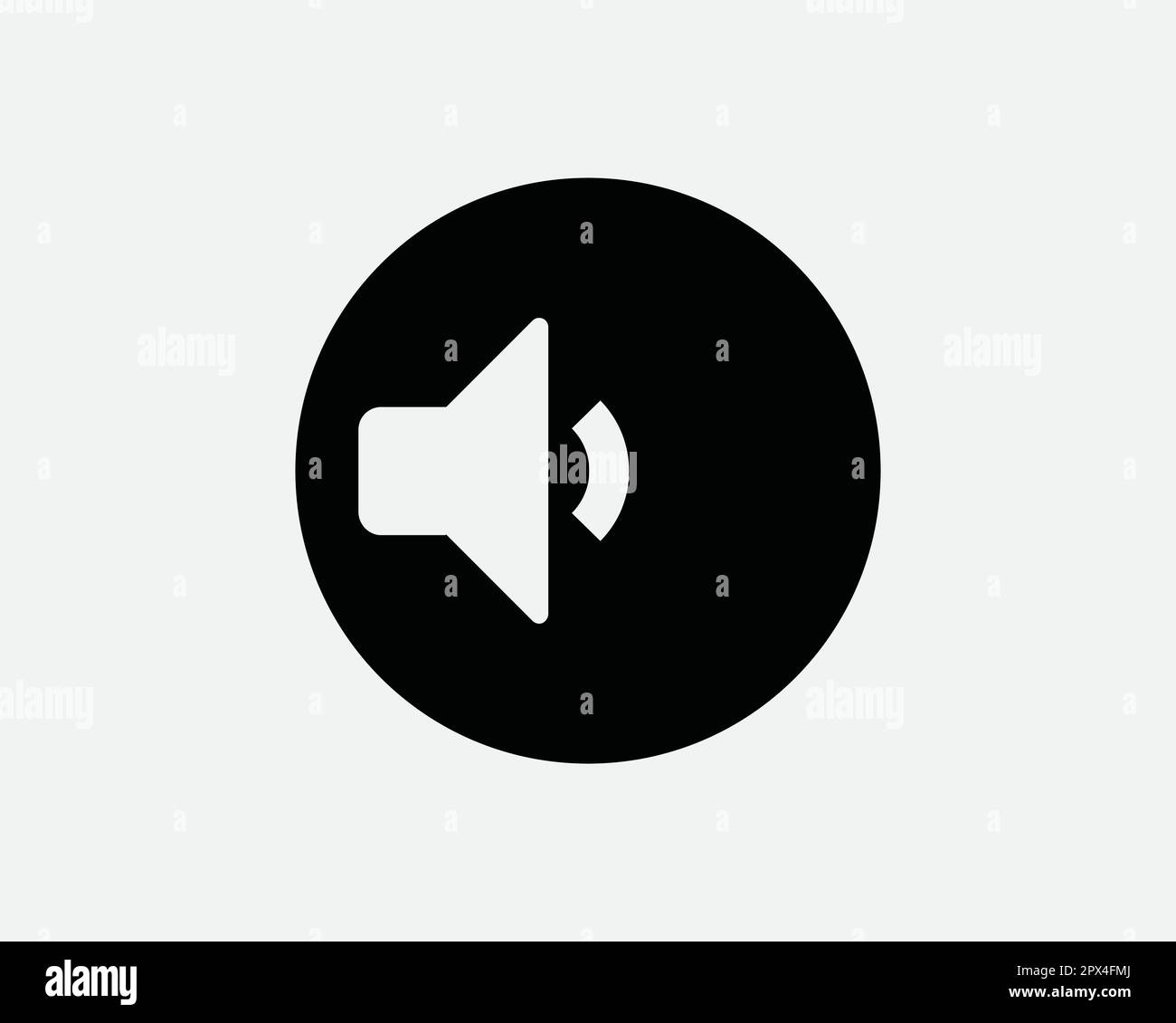 Kreissymbol Für Niedrige Lautstärke. Senken Sie Das Runde Symbol Für Das Musik-Stereo-Radio-Megafon Nach Unten. Passen Sie Das Lautsprecherzeichen An. Schwarzweiß-Vektorgrafik-Clipart Cricut Stock Vektor