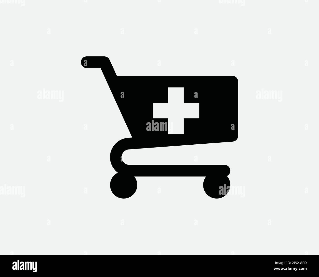 Symbol Für Medizinischen Einkauf. Medizin Apotheke Gesundheitswesen Drug Push Cart Online-Shopping Checkout Symbol Symbol Zeichen Bildmaterial Abbildung Clipart Vec Stock Vektor