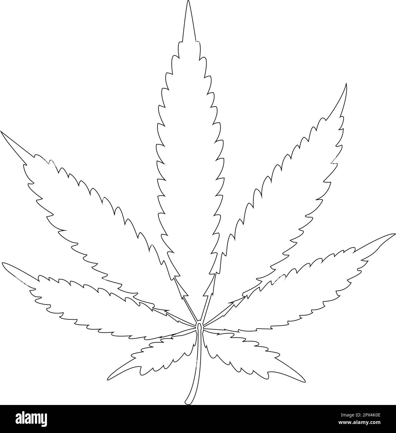 Schematische Darstellung eines Cannabisblattes. Schaltkreis. Konstruktionselement. Vektordarstellung. Stock Vektor