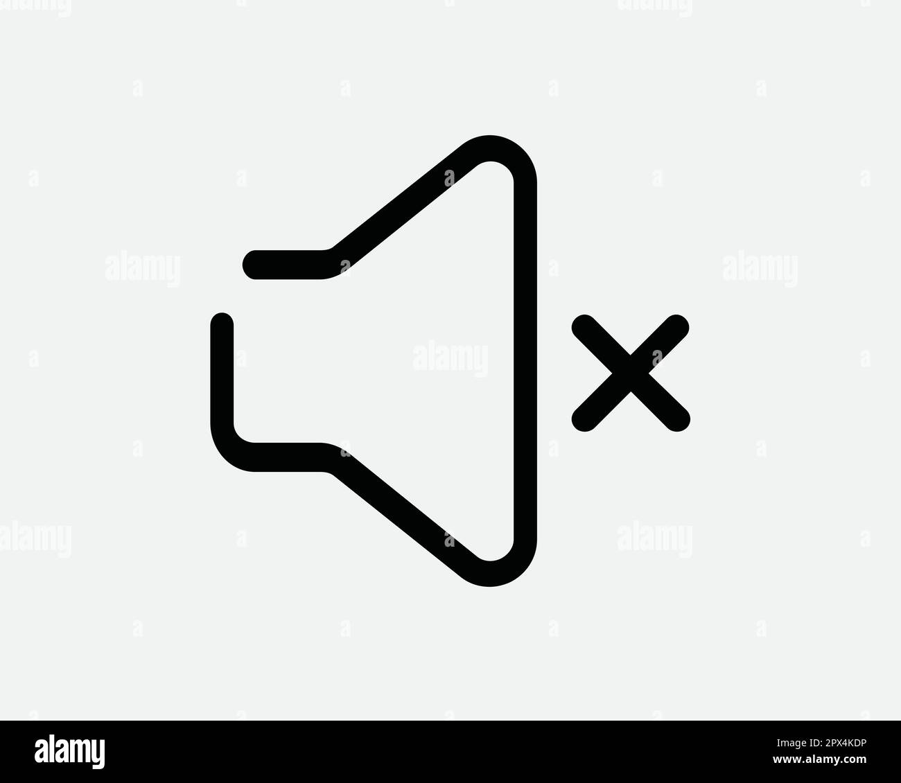 Symbol Für Stummschaltung. Symbol Für Die Abschaltung Der Medienlautstärke „Lautlos Ausschalten“. Schild Für Leise Stummschaltung Des Lautsprechers. Schwarzweiß-Vektor-Grafik-Clipart Cricut-Ausschnitt Stock Vektor