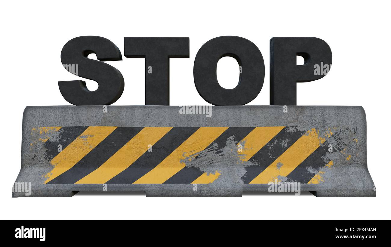 Website im Bau Stoppschild Zugang verboten 404 Fehler Netzwerk verbotener Betonblock 3D Abbildung Stockfoto